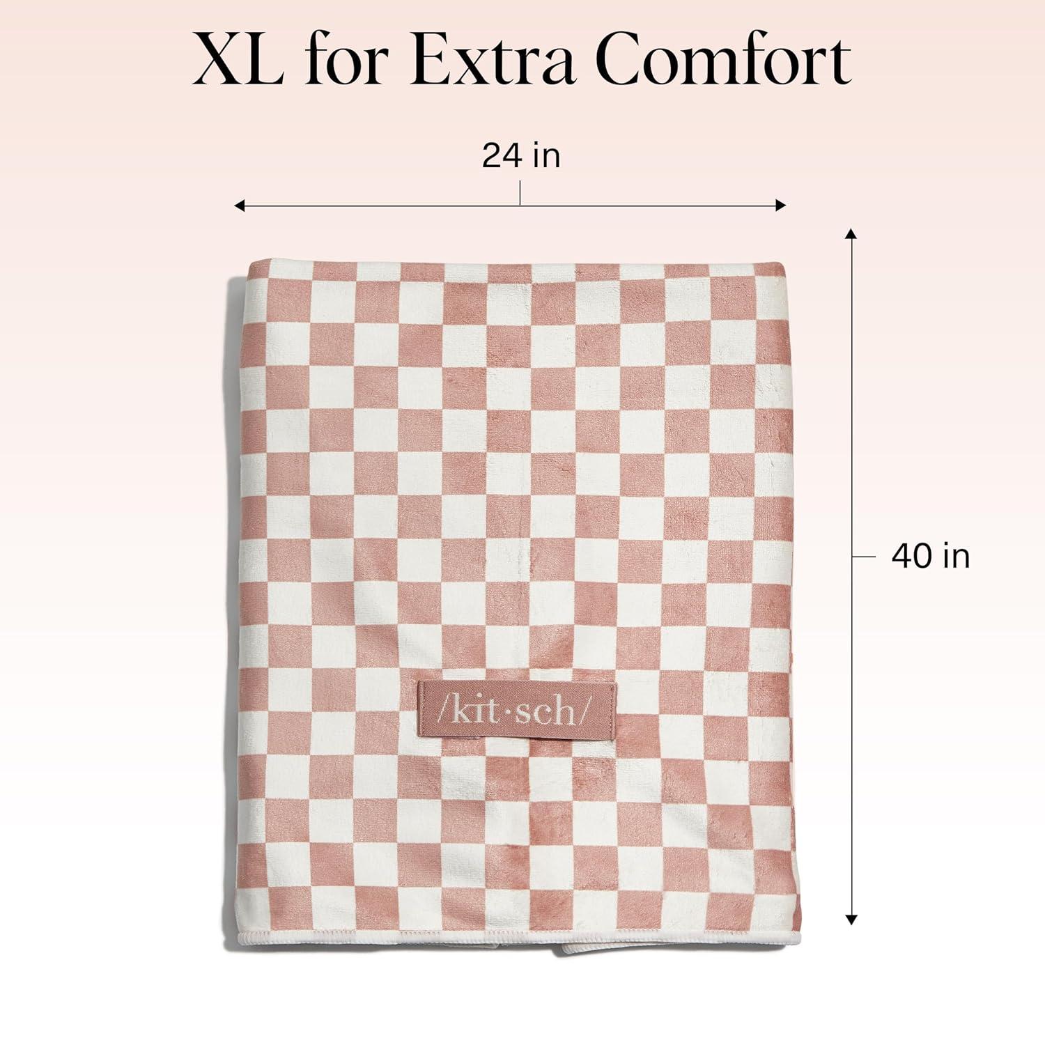 imageKitsch XL Microfiber Hair Towel Wrap for Women Ultra Absorbent Microfiber Towel for Wet Curly Long or Short Hair Quick Dry AntiFrizz Hair Wrap Cherry Print 40x24 inchesTerracotta Checkered