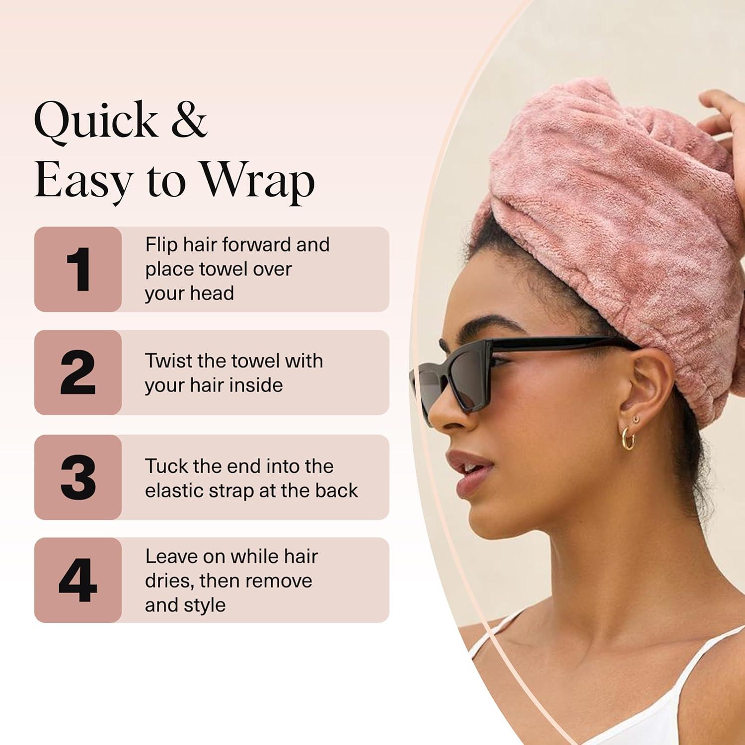 imageKitsch XL Microfiber Hair Towel Wrap for Women Ultra Absorbent Microfiber Towel for Wet Curly Long or Short Hair Quick Dry AntiFrizz Hair Wrap Cherry Print 40x24 inchesTerracotta