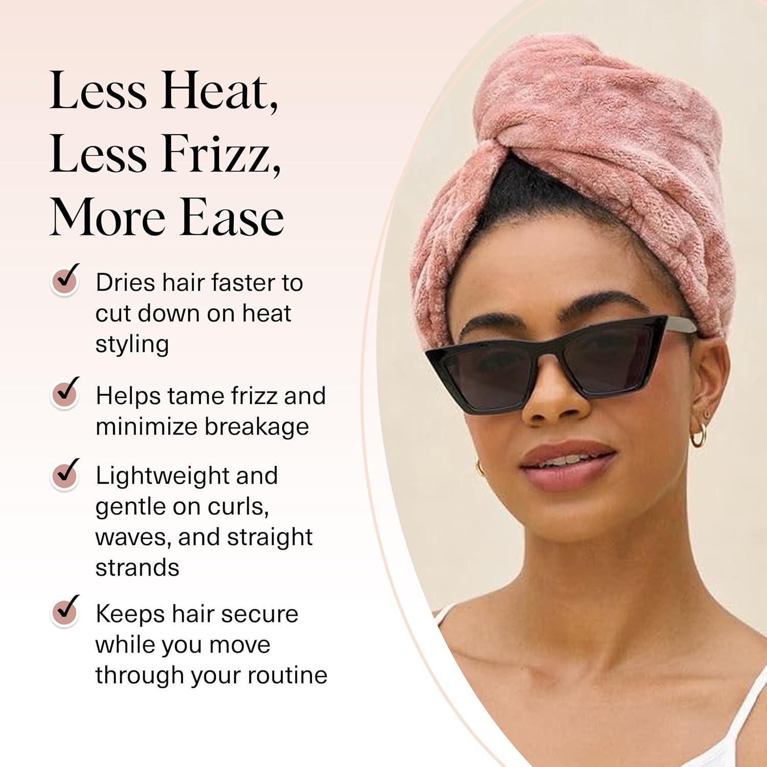 imageKitsch XL Microfiber Hair Towel Wrap for Women Ultra Absorbent Microfiber Towel for Wet Curly Long or Short Hair Quick Dry AntiFrizz Hair Wrap Cherry Print 40x24 inchesTerracotta