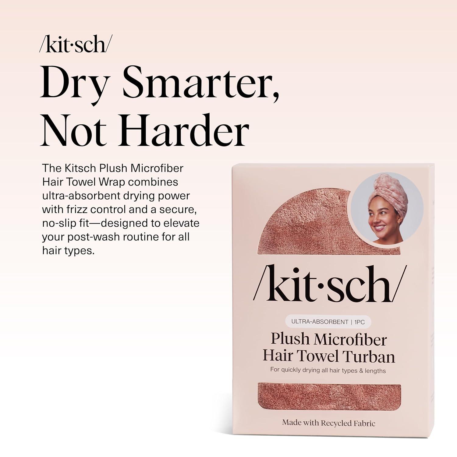 imageKitsch XL Microfiber Hair Towel Wrap for Women Ultra Absorbent Microfiber Towel for Wet Curly Long or Short Hair Quick Dry AntiFrizz Hair Wrap Cherry Print 40x24 inchesTerracotta