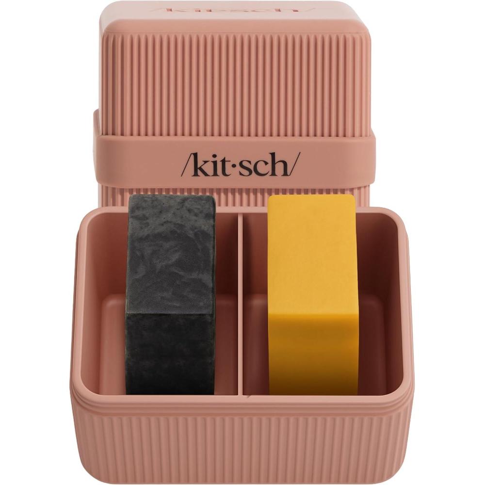 imageKitsch 4Compartment Travel Soap Case Bar Soap Holder ampamp Organizer Travel Case for Bars TSAApproved Lightweight Durable LeakProof Made from Recycled Plastic BlackTerracotta