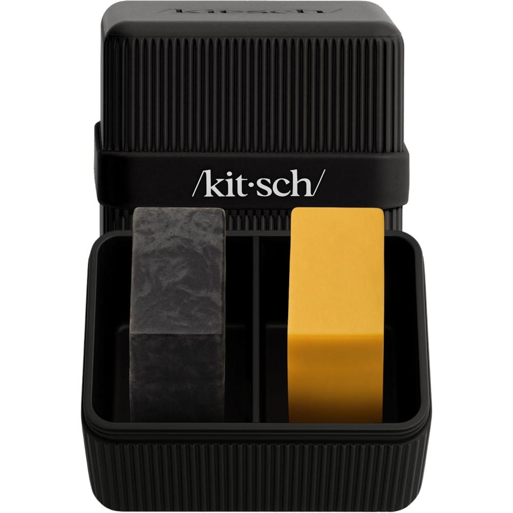 imageKitsch 4Compartment Travel Soap Case Bar Soap Holder ampamp Organizer Travel Case for Bars TSAApproved Lightweight Durable LeakProof Made from Recycled Plastic BlackBlack