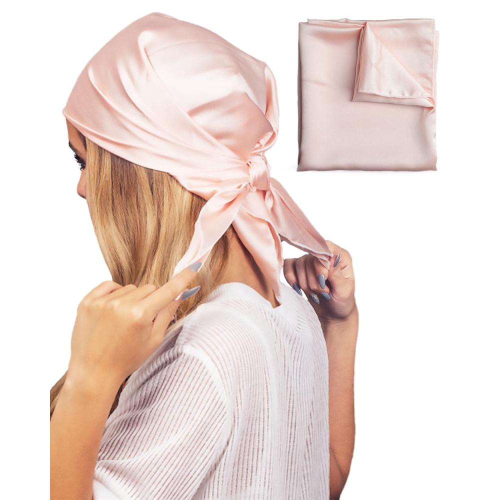 imageKitsch Satin Head Scarf MultiWay Scarf Stylish Bandana for Women Satin Bonnet for Sleeping ampamp Hair Wrapping at Night Blush