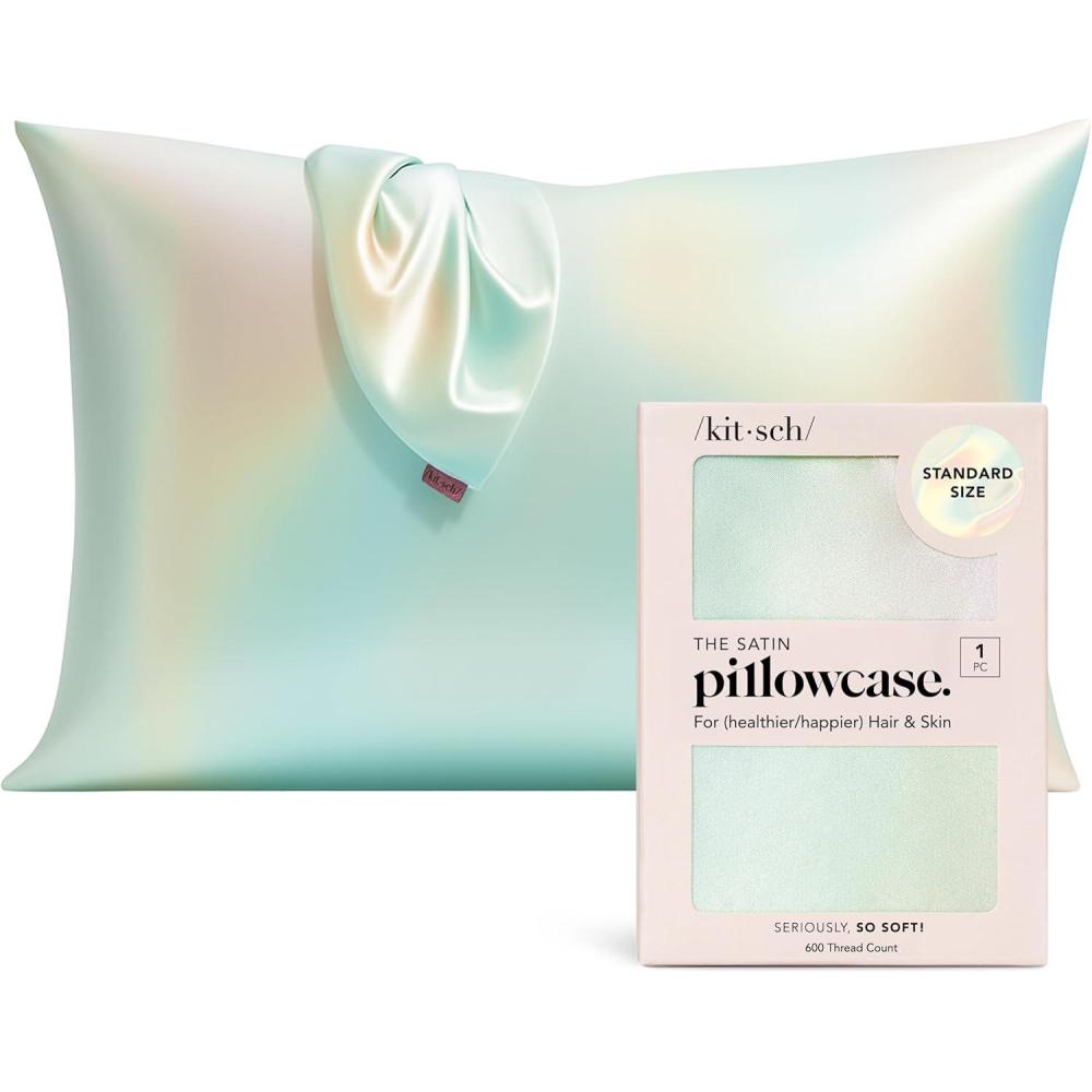 imageKitsch Satin Pillowcase with Zipper for Hair ampamp Skin Softer Than Silk Pillow Cases Queen WrinkleFree Smooth and Cooling Satin Pillow Covers Standard Size 19quotx26quot AuraAura