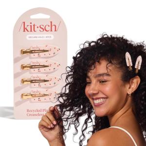 Kitsch Creaseless Hair Clips for Women – No Crease, No Bend Hair Clips for Styling, Bangs, Makeup Application, Face Wash – Recycled Acrylic – Cherry Print | Ideal Gifts for Women, 4pcs(Cherry Print)