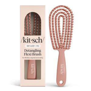 Kitsch Detangler Brush – Flexible Curly Hair Brush for Women, Men & Kids | Detangling Hairbrush with Bendable Frame and Ultra-Smooth Bristles for Wet or Dry Strands – Haze Blue(Terracotta)