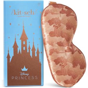 Kitsch Satin Sleep Mask – Eye Mask for Sleep, Softer Than Silk Satin Sleeping Mask Blindfold and Sleep Masks for Women and Men, Eye Care Travel Essentials – Charcoal Black(Disney Princess)