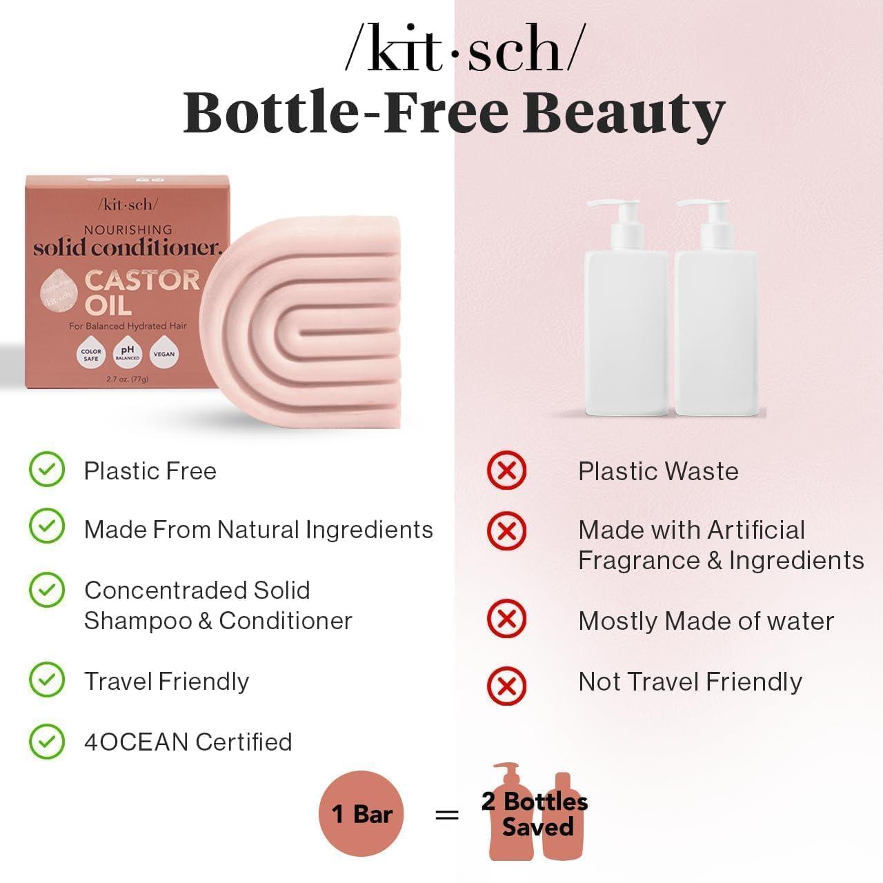 imageKitsch Castor Oil Conditioner Bar Soap Hydrating ampamp Moisturizing Hair Care Organic Castor Oil Conditioner for Hair Growth ampamp Scalp Nourishment Silicone ampamp ParabenFree Vegan Made in USA 27oz