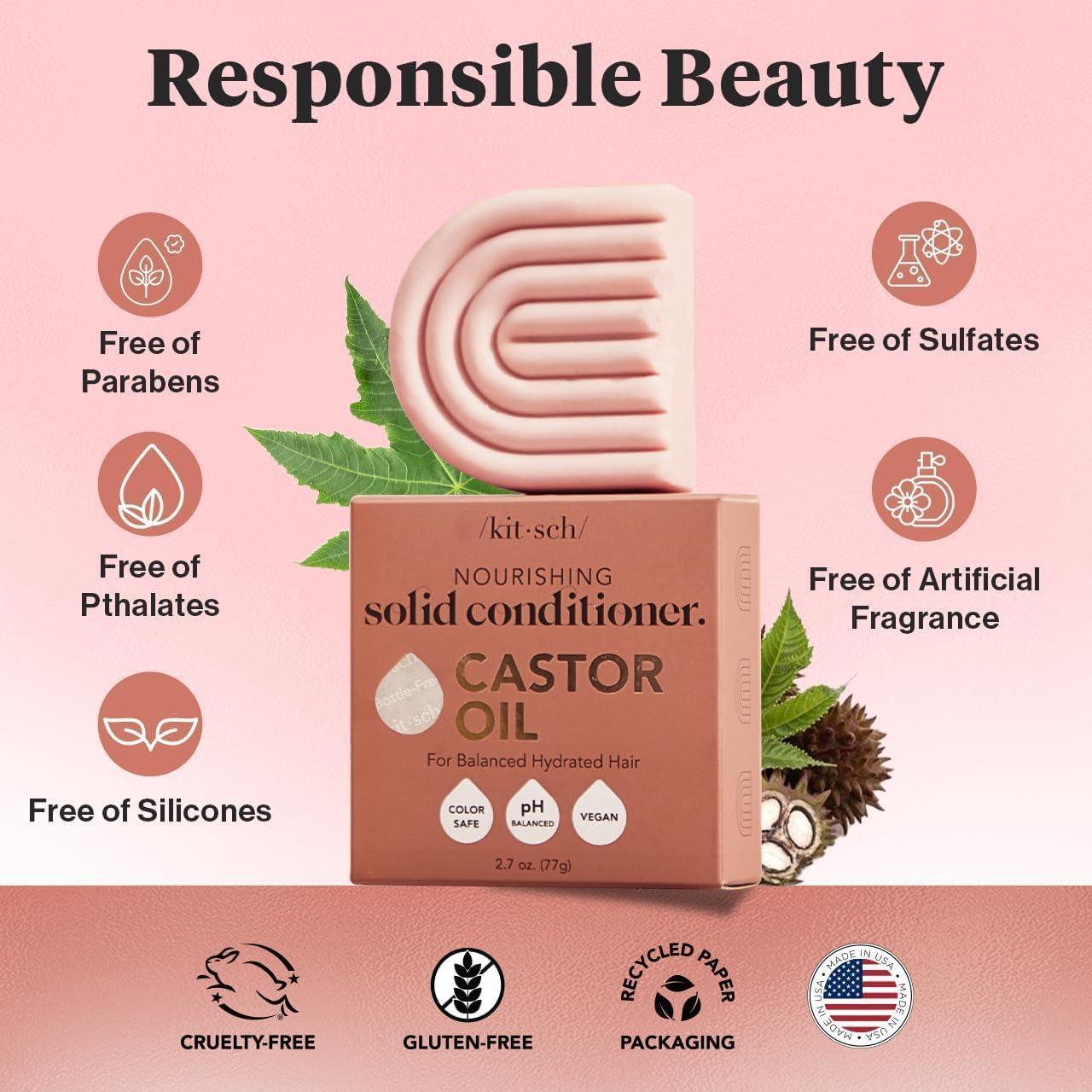 imageKitsch Castor Oil Conditioner Bar Soap Hydrating ampamp Moisturizing Hair Care Organic Castor Oil Conditioner for Hair Growth ampamp Scalp Nourishment Silicone ampamp ParabenFree Vegan Made in USA 27oz