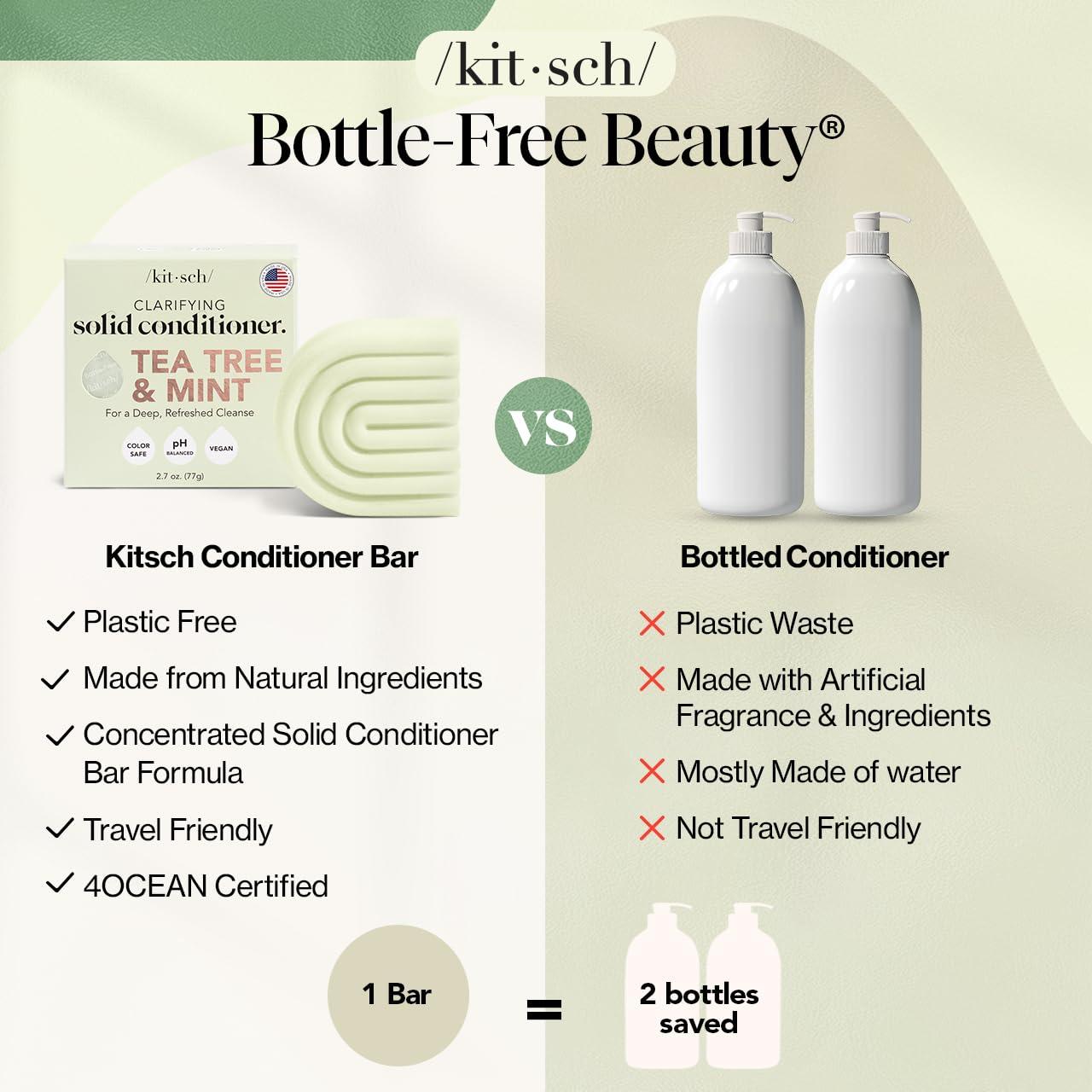 imageKitsch Clarifying Tea Tree ampamp Mint Conditioner Bar Hair Conditioner for Scalp ampamp Oil Control Vegan Conditioner for Women and Men ColorSafe Sustainable Hair Care Made in USA 27 oz