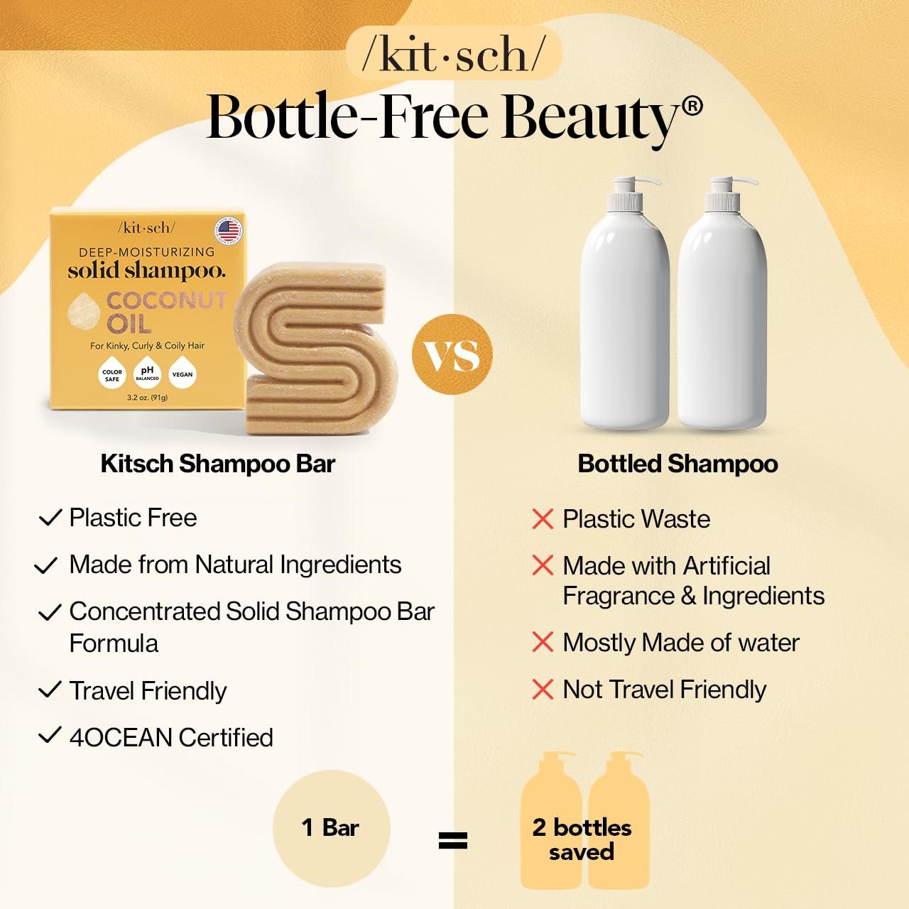 imageKitsch Coconut Oil Shampoo Bar Hydrate ampamp Soften Dry Damaged Hair Deep Moisturizing Curly Hair Shampoo Safe Shampoo for Color Treated Hair Silicone Paraben ampamp Sulfate Free 32 oz