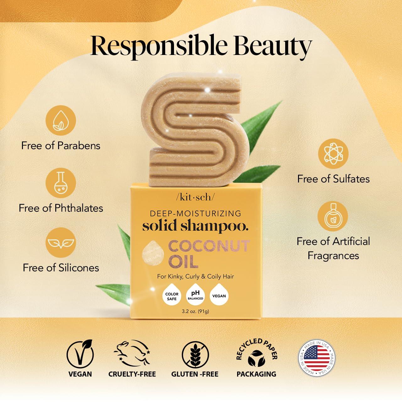 imageKitsch Coconut Oil Shampoo Bar Hydrate ampamp Soften Dry Damaged Hair Deep Moisturizing Curly Hair Shampoo Safe Shampoo for Color Treated Hair Silicone Paraben ampamp Sulfate Free 32 oz