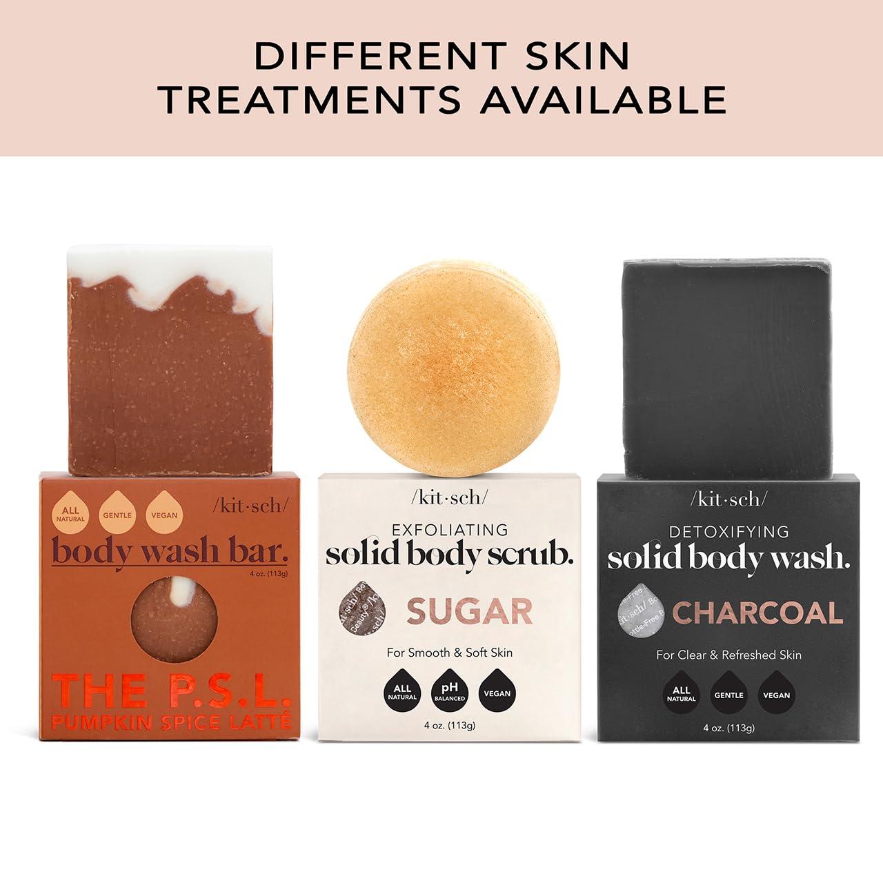 imageKitsch Exfoliating Sugar Scrub for Body All Natural Body Scrub Bar Soap for Smooth Hydrated ampamp Glowing Skin Vegan Soap Bar Exfoliator for Men and Women Made in the USA 4 oz