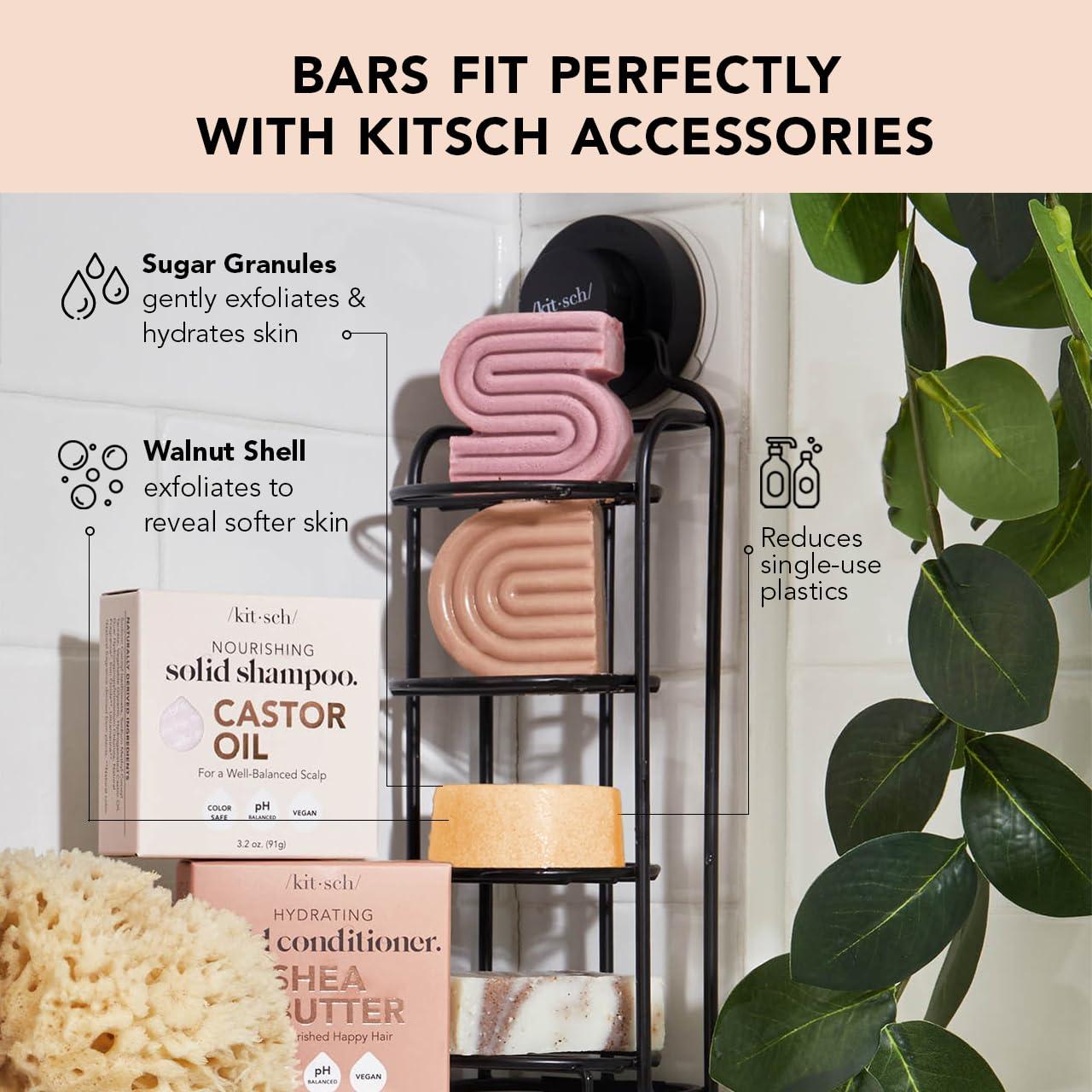 imageKitsch Exfoliating Sugar Scrub for Body All Natural Body Scrub Bar Soap for Smooth Hydrated ampamp Glowing Skin Vegan Soap Bar Exfoliator for Men and Women Made in the USA 4 oz