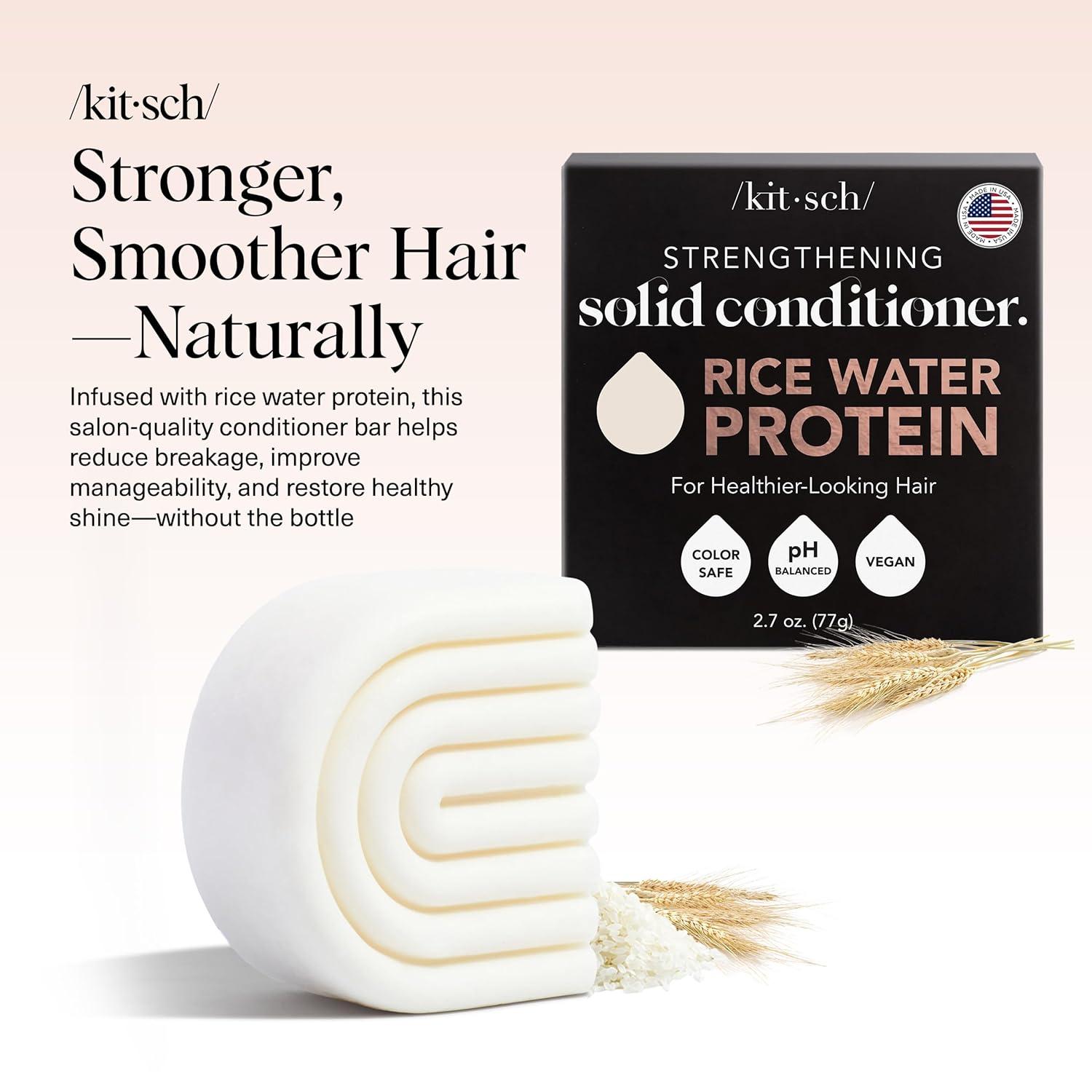 imageKitsch Rice Water Conditioner Bar for Hair Growth Rice Protein Hair Conditioner Bar to Repair Damage Prevent Split Ends ampamp Boosts Shine Paraben Silicone ampamp SulfateFree Hair Care 27 oz27 Ounce Pack of 1