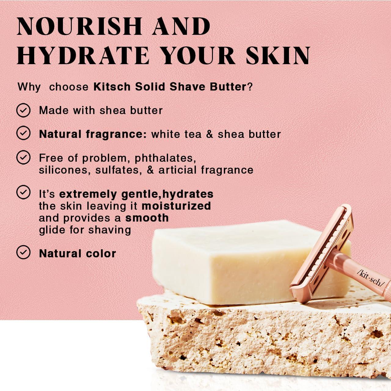 imageKitsch Shaving Soap for Men Hydrating Shave Butter ampamp Shave Soap Bar Nourishing Bar Soap for Smooth IrritationFree Shave Paraben Silicone ampamp SulfateFree Vegan Made in USA 4 ozShave Butter Bar