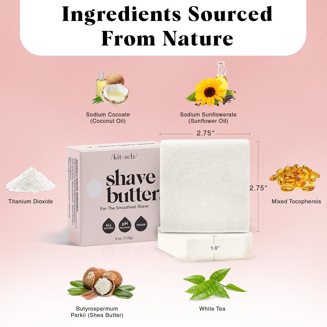 imageKitsch Shaving Soap for Men Hydrating Shave Butter ampamp Shave Soap Bar Nourishing Bar Soap for Smooth IrritationFree Shave Paraben Silicone ampamp SulfateFree Vegan Made in USA 4 ozShave Butter Bar