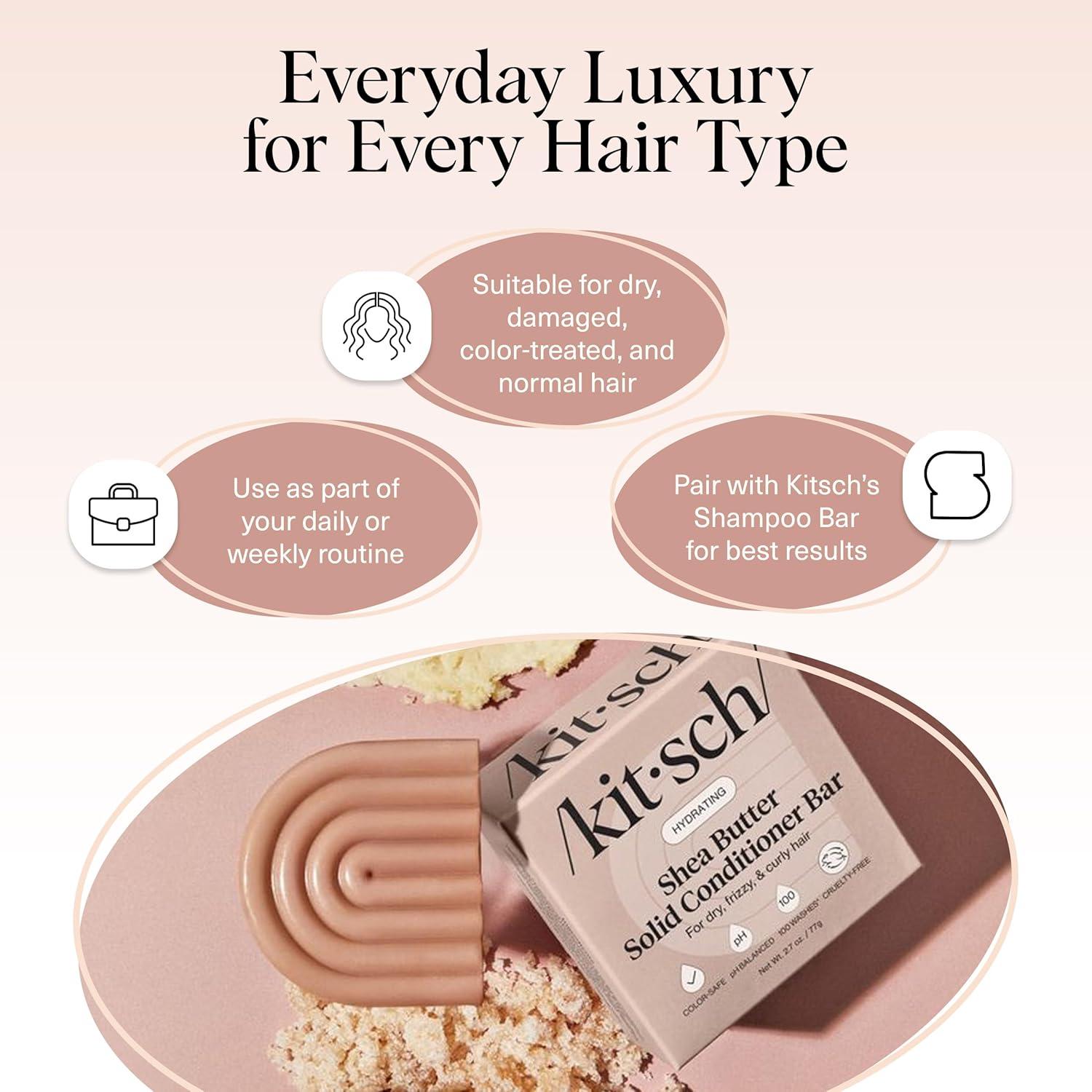 imageKitsch Shea Butter Conditioner Bar Shea Moisture Conditioner for Soft Hydrated Hair Solid Hair Conditioner for Hair Care Paraben Sulfate ampamp SiliconeFree Vegan Made in USA 27 oz