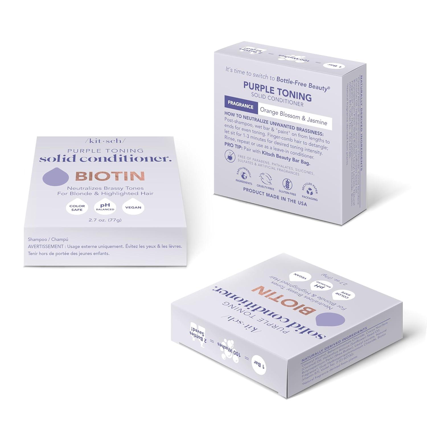 imageKitsch Toning Purple Conditioner For Blondes ampamp Color Treated Hair Conditioner Bar For Women ampamp Men With Biotin for Strengthening ampamp Neutralizing Brassy Tones Vegan Silicone ampamp Sulfate Free 27oz