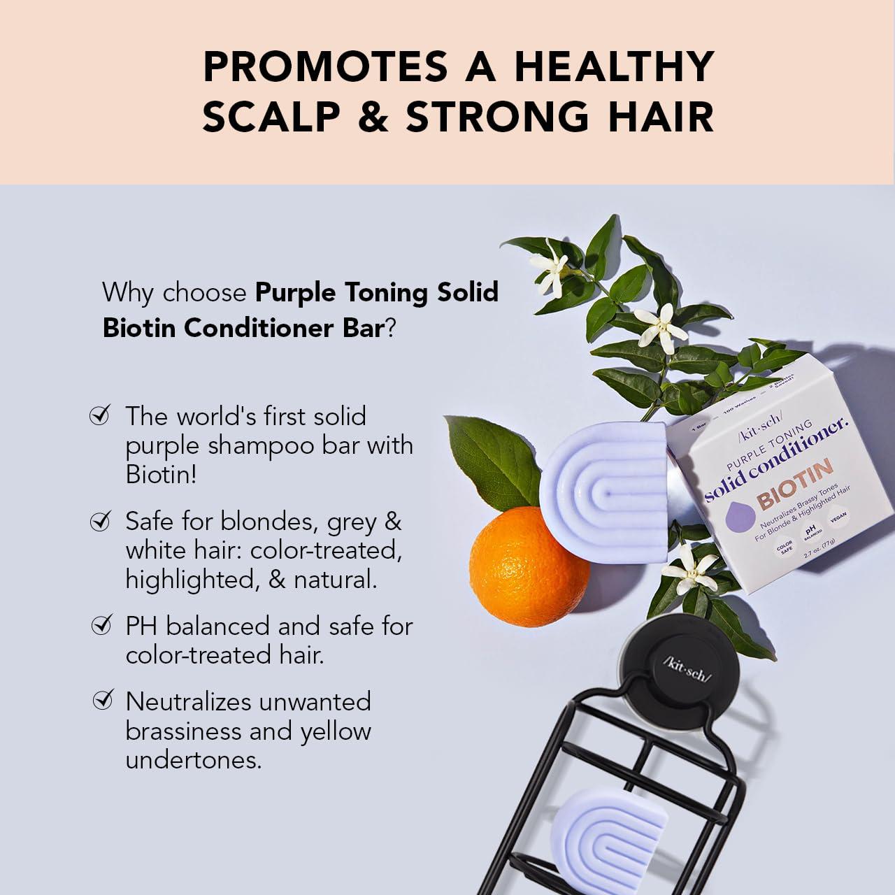 imageKitsch Toning Purple Conditioner For Blondes ampamp Color Treated Hair Conditioner Bar For Women ampamp Men With Biotin for Strengthening ampamp Neutralizing Brassy Tones Vegan Silicone ampamp Sulfate Free 27oz