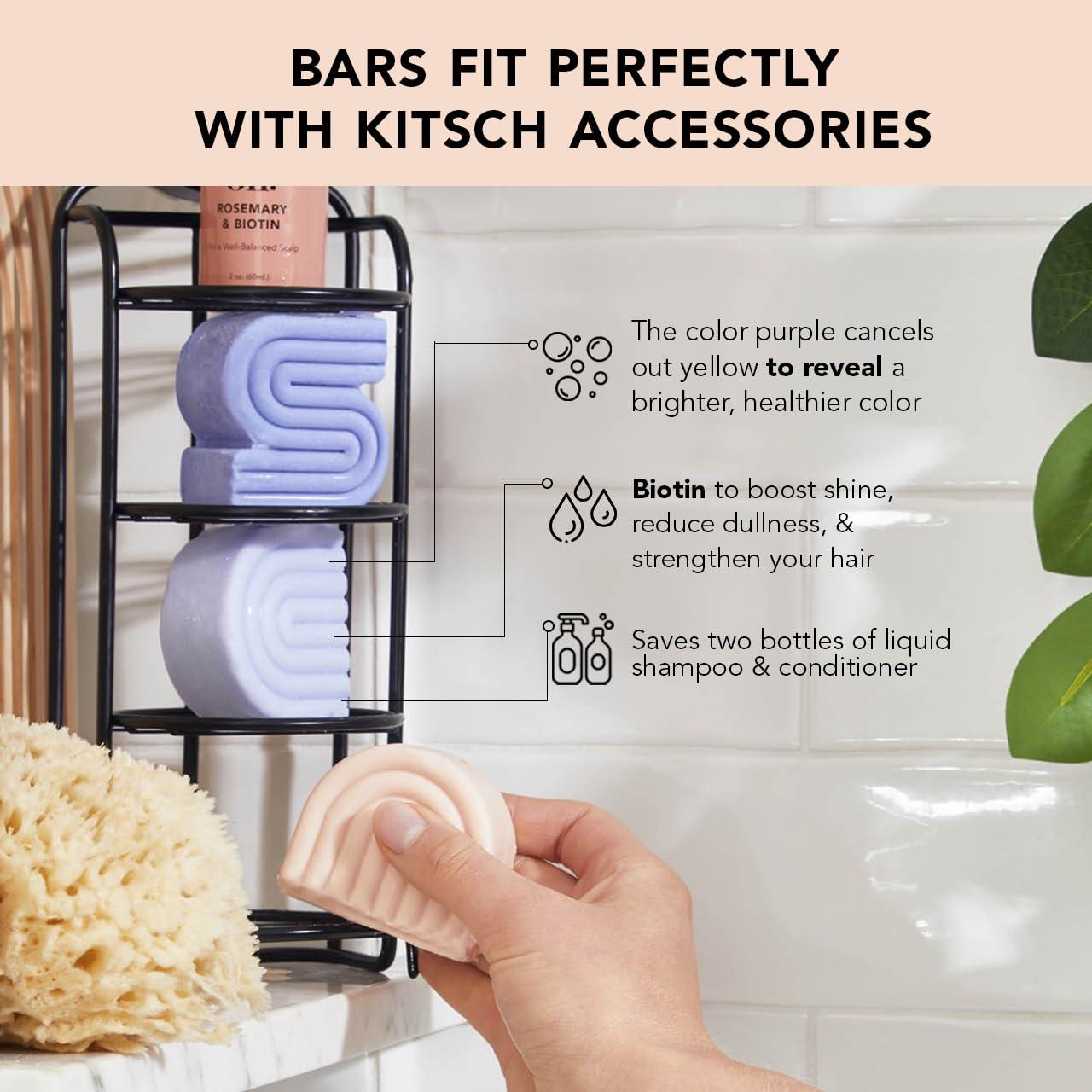 imageKitsch Toning Purple Conditioner For Blondes ampamp Color Treated Hair Conditioner Bar For Women ampamp Men With Biotin for Strengthening ampamp Neutralizing Brassy Tones Vegan Silicone ampamp Sulfate Free 27oz