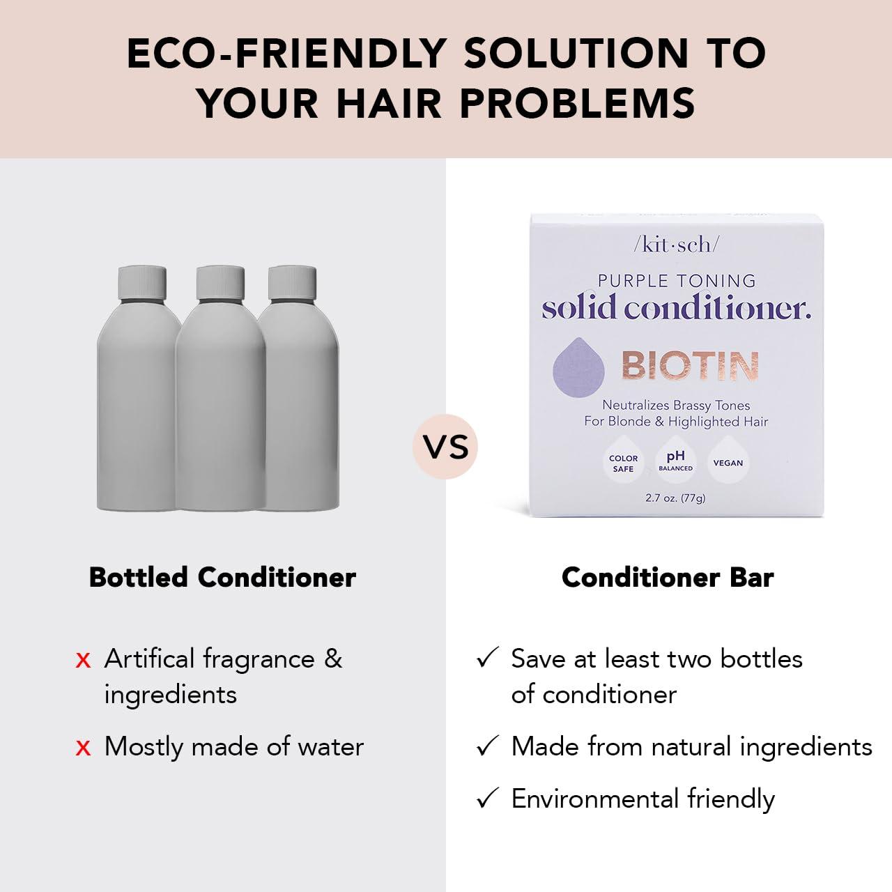 imageKitsch Toning Purple Conditioner For Blondes ampamp Color Treated Hair Conditioner Bar For Women ampamp Men With Biotin for Strengthening ampamp Neutralizing Brassy Tones Vegan Silicone ampamp Sulfate Free 27oz