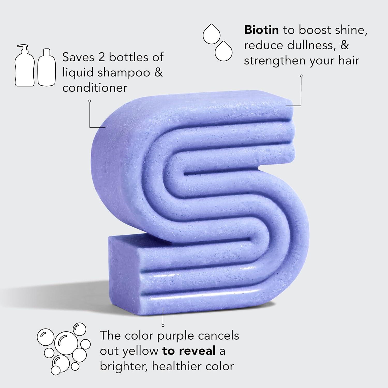 imageKitsch Toning Purple Shampoo For Blondes ampamp Color Treated Hair Shampoo Bar For Women and Men Biotin Shampoo for Strengthening ampamp Neutralizing Brassy Tones Vegan Silicone ampamp Sulfate Free 32 oz