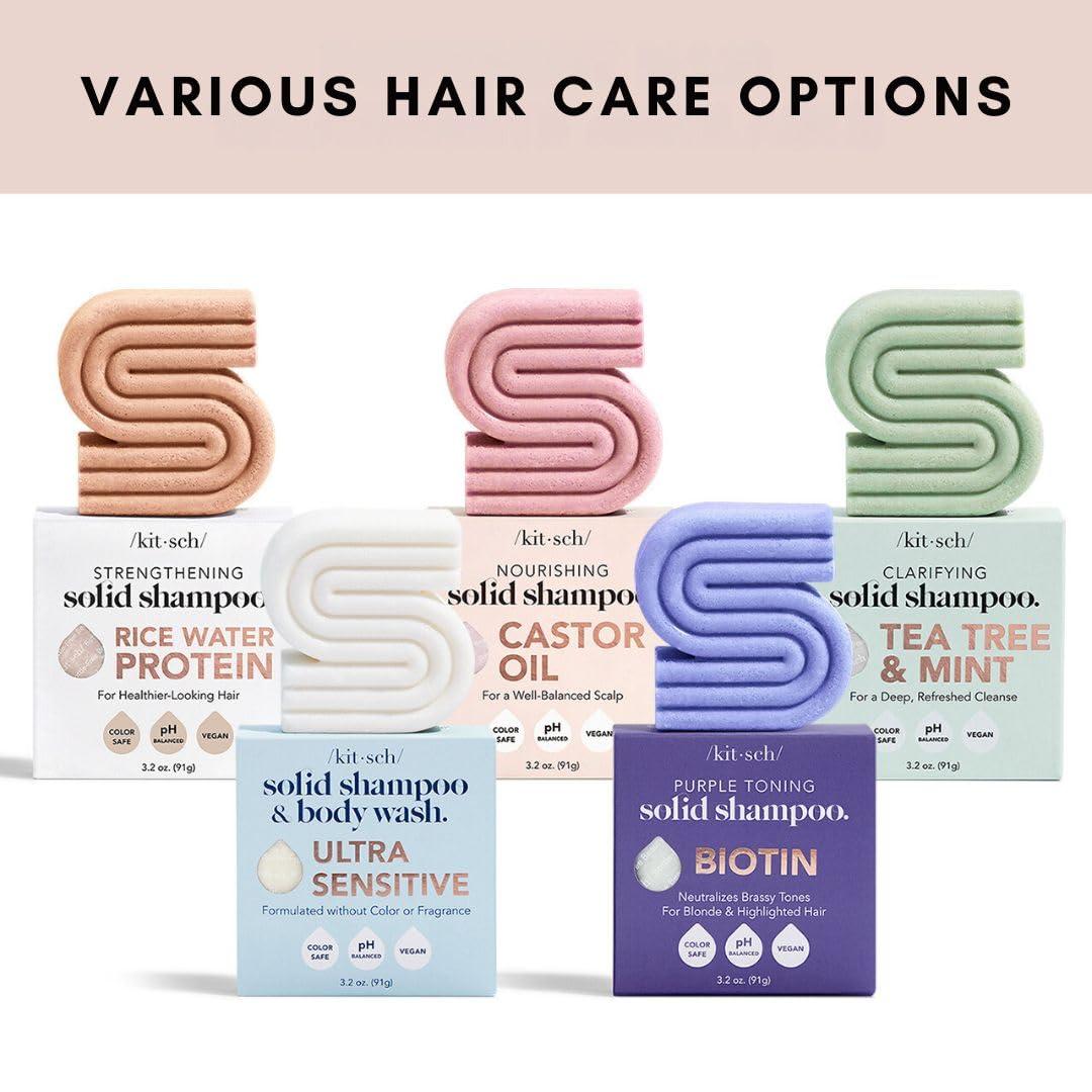 imageKitsch Toning Purple Shampoo For Blondes ampamp Color Treated Hair Shampoo Bar For Women and Men Biotin Shampoo for Strengthening ampamp Neutralizing Brassy Tones Vegan Silicone ampamp Sulfate Free 32 oz