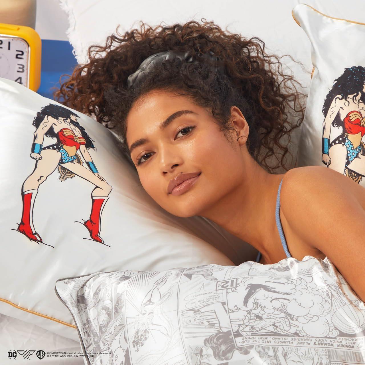 imageKitsch Wonder Woman Believe in Wonder Satin Pillowcase with Zipper Softer Than Silk Luxury Cooling Pillowcase for Hair ampamp Skin Wrinkle Prevention King Size 19X36Wonder Woman Believe in Wonder