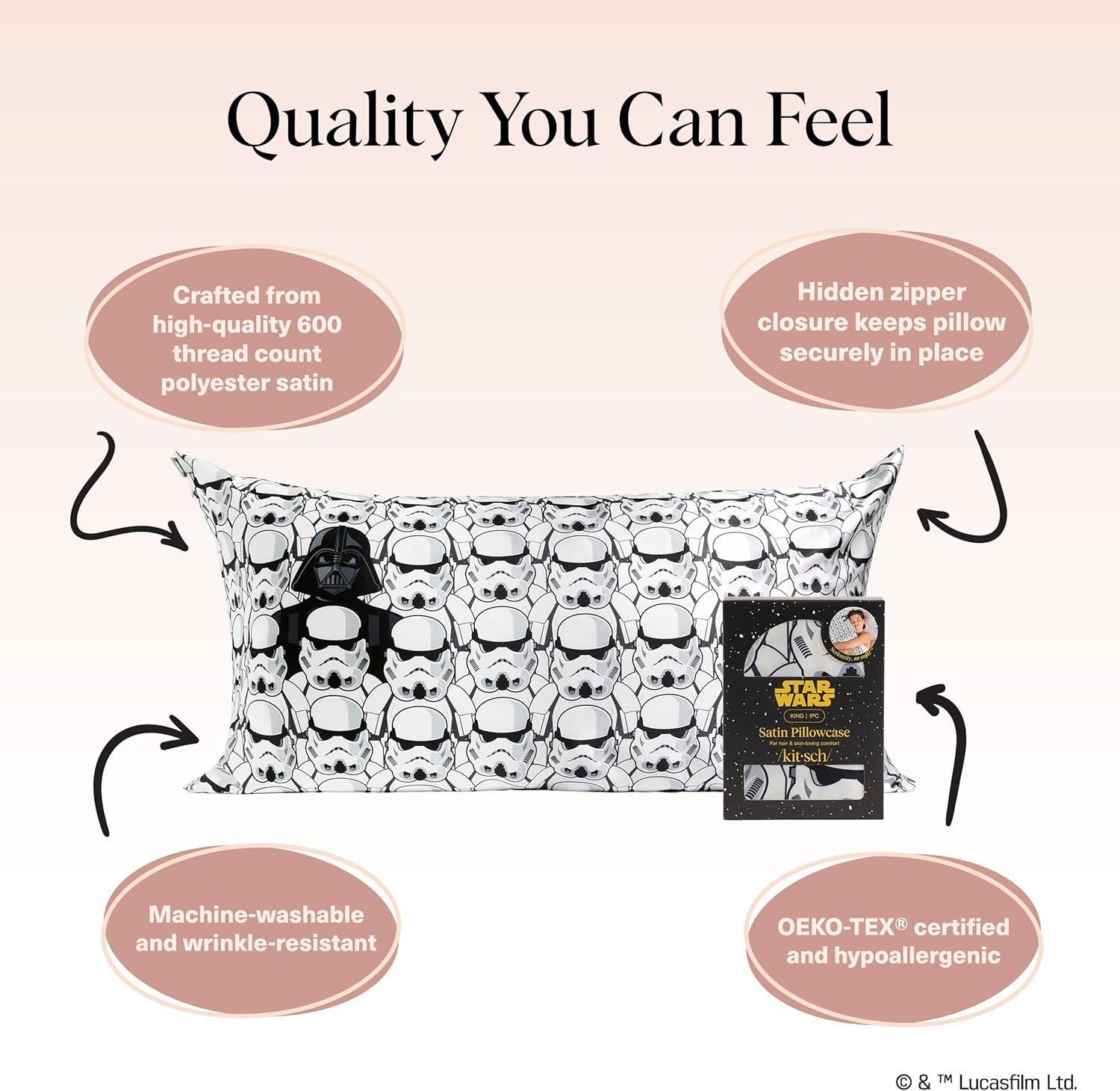 imageKitsch Wonder Woman Believe in Wonder Satin Pillowcase with Zipper Softer Than Silk Luxury Cooling Pillowcase for Hair ampamp Skin Wrinkle Prevention King Size 19X36Darth Vader Stormtroopers