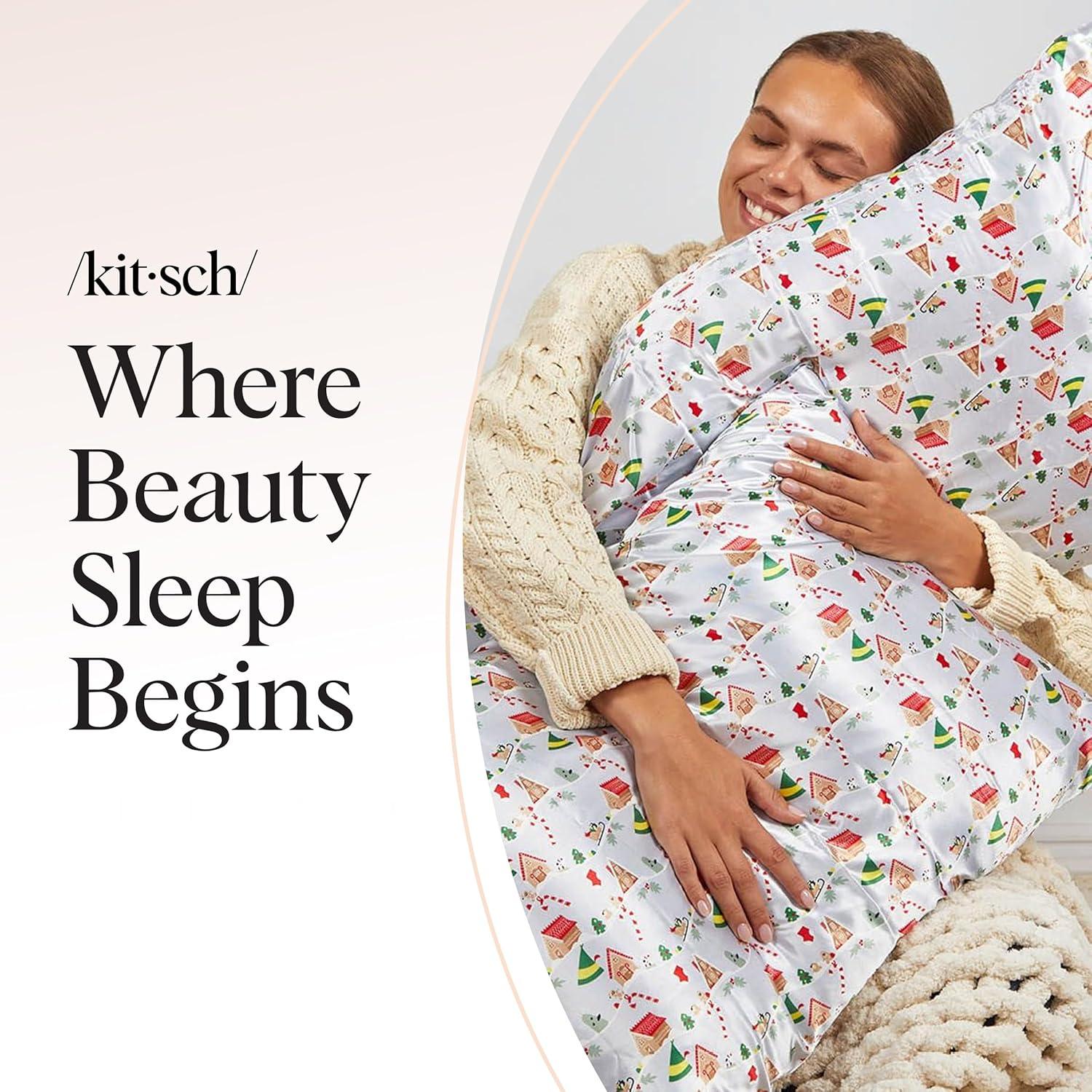 imageKitsch Wonder Woman Believe in Wonder Satin Pillowcase with Zipper Softer Than Silk Luxury Cooling Pillowcase for Hair ampamp Skin Wrinkle Prevention King Size 19X36Elf Periwinkle Christmas