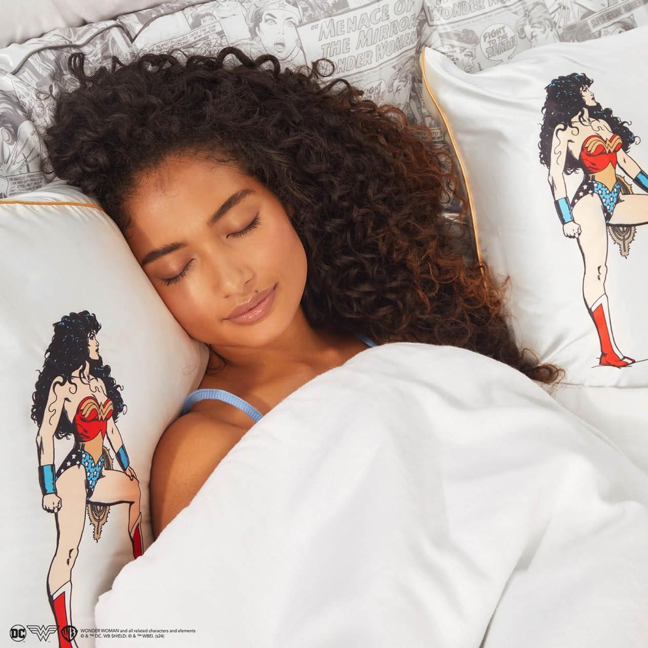 imageKitsch Wonder Woman Believe in Wonder Satin Pillowcase with Zipper Softer Than Silk Luxury Cooling Pillowcase for Hair ampamp Skin Wrinkle Prevention King Size 19X36Wonder Woman Believe in Wonder