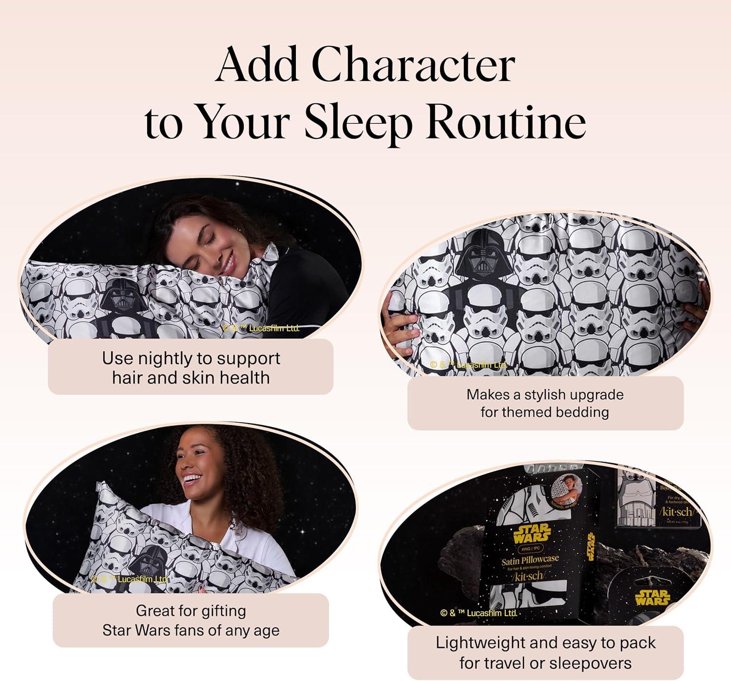 imageKitsch Wonder Woman Believe in Wonder Satin Pillowcase with Zipper Softer Than Silk Luxury Cooling Pillowcase for Hair ampamp Skin Wrinkle Prevention King Size 19X36Darth Vader Stormtroopers