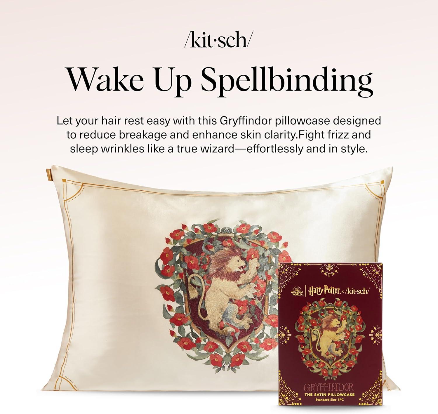 imageKitsch Wonder Woman Believe in Wonder Satin Pillowcase with Zipper Softer Than Silk Luxury Cooling Pillowcase for Hair ampamp Skin Wrinkle Prevention King Size 19X36Harry Potter Gryffindor