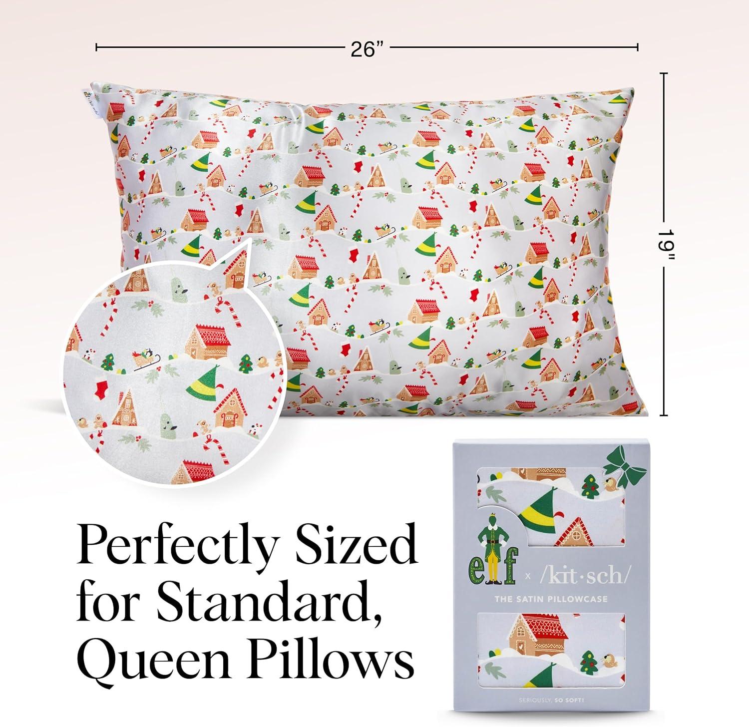 imageKitsch Wonder Woman Believe in Wonder Satin Pillowcase with Zipper Softer Than Silk Luxury Cooling Pillowcase for Hair ampamp Skin Wrinkle Prevention King Size 19X36Elf Periwinkle Christmas