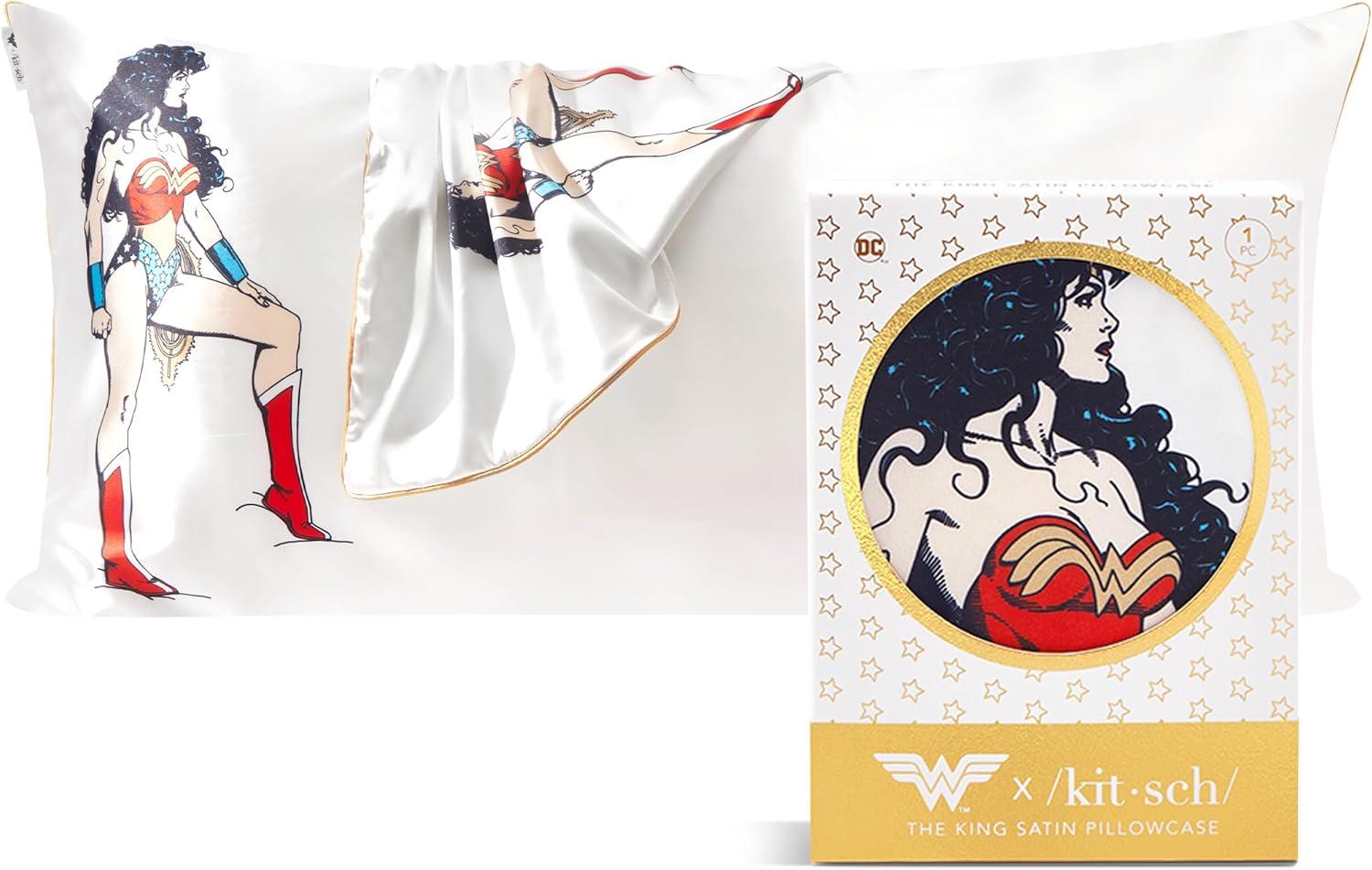 imageKitsch Wonder Woman Believe in Wonder Satin Pillowcase with Zipper Softer Than Silk Luxury Cooling Pillowcase for Hair ampamp Skin Wrinkle Prevention King Size 19X36Wonder Woman Believe in Wonder