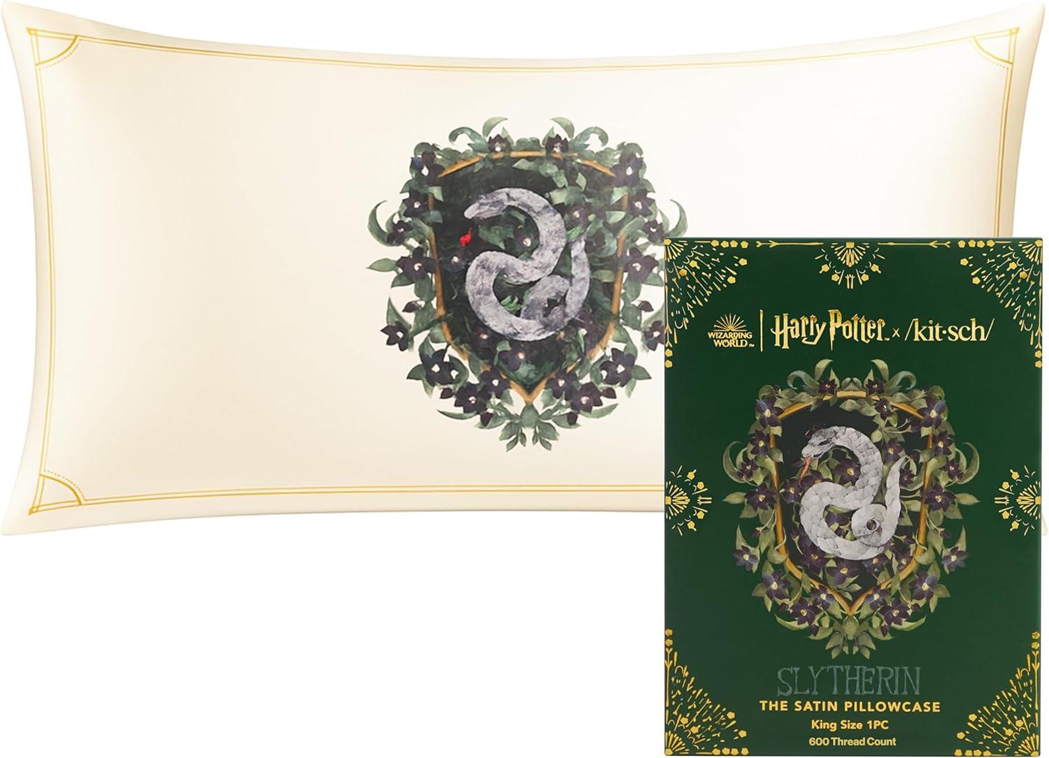 imageKitsch Wonder Woman Believe in Wonder Satin Pillowcase with Zipper Softer Than Silk Luxury Cooling Pillowcase for Hair ampamp Skin Wrinkle Prevention King Size 19X36Harry Potter Slytherin