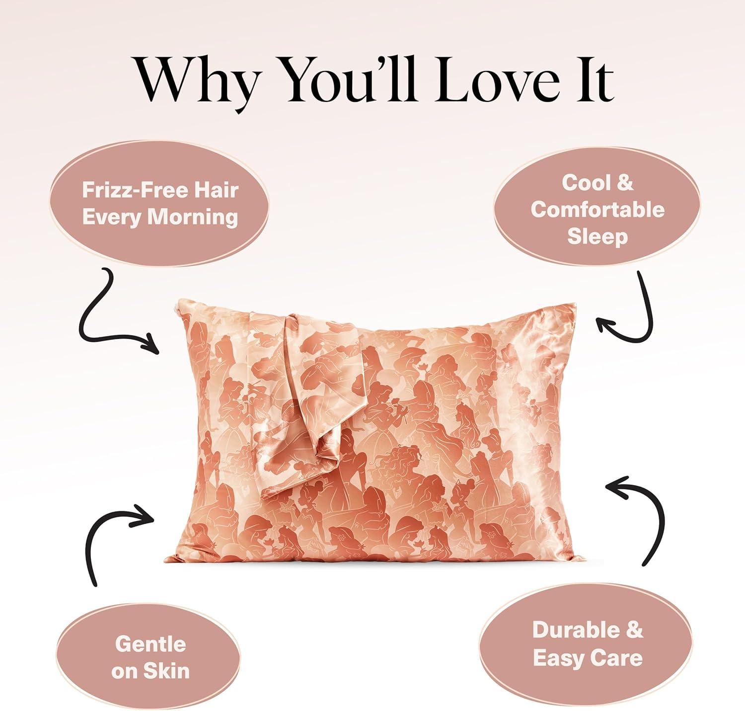 imageKitsch Wonder Woman Believe in Wonder Satin Pillowcase with Zipper Softer Than Silk Luxury Cooling Pillowcase for Hair ampamp Skin Wrinkle Prevention King Size 19X36Disney Princess