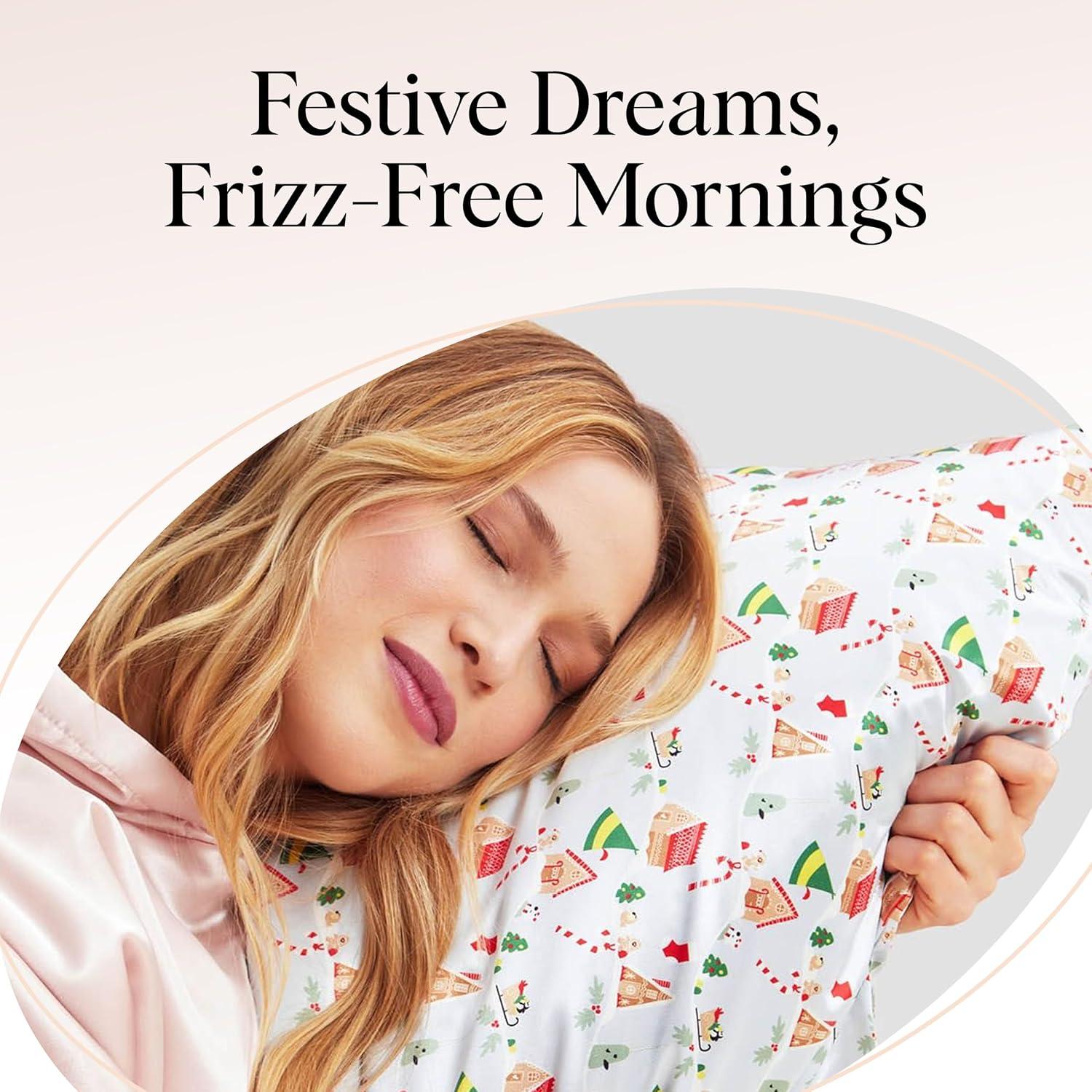 imageKitsch Wonder Woman Believe in Wonder Satin Pillowcase with Zipper Softer Than Silk Luxury Cooling Pillowcase for Hair ampamp Skin Wrinkle Prevention King Size 19X36Elf Periwinkle Christmas