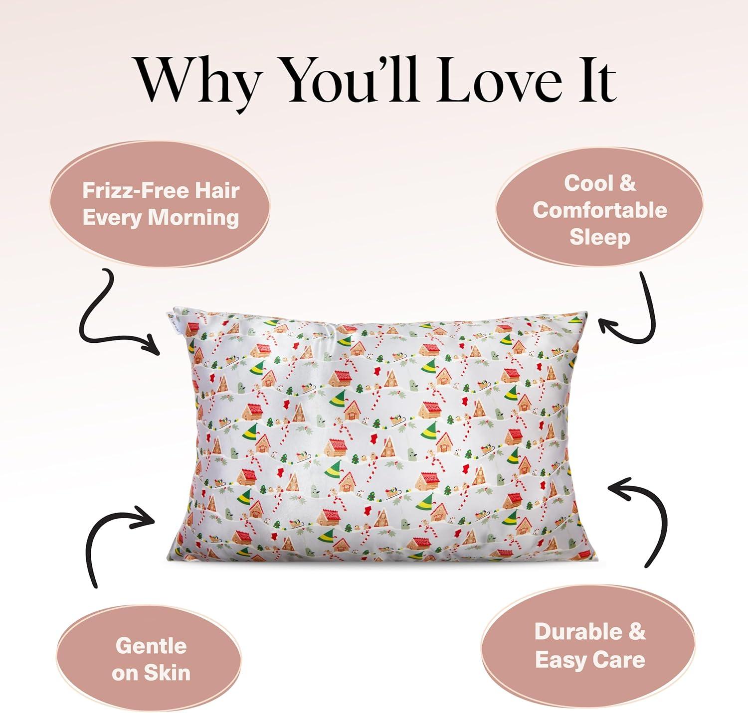 imageKitsch Wonder Woman Believe in Wonder Satin Pillowcase with Zipper Softer Than Silk Luxury Cooling Pillowcase for Hair ampamp Skin Wrinkle Prevention King Size 19X36Elf Periwinkle Christmas