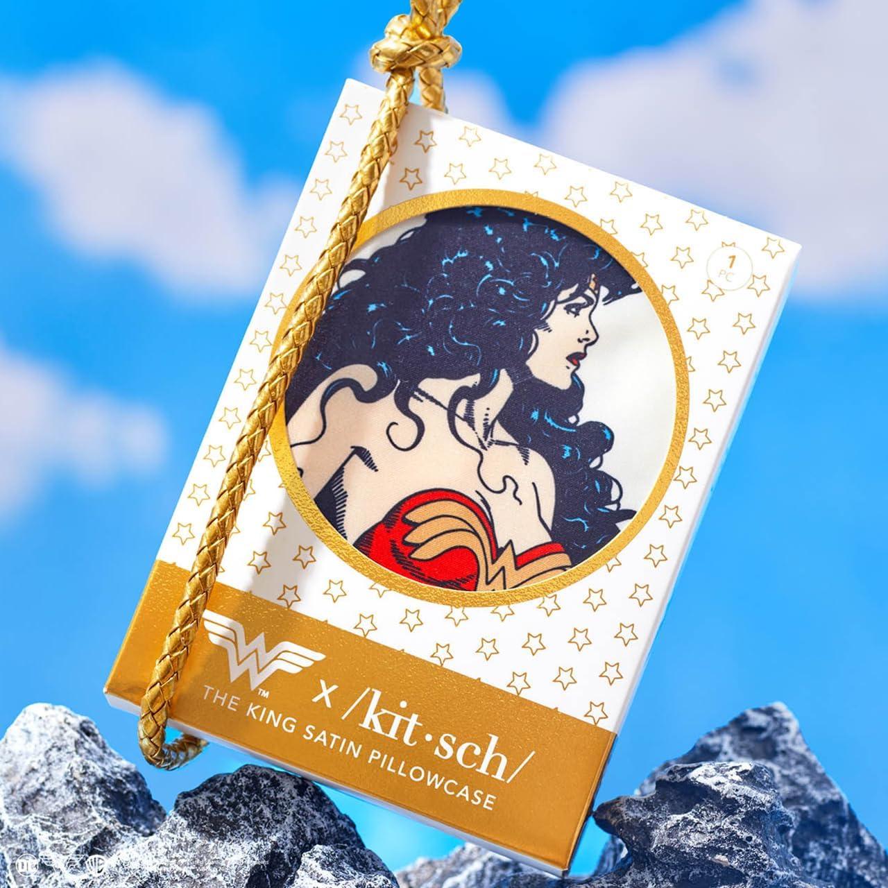 imageKitsch Wonder Woman Believe in Wonder Satin Pillowcase with Zipper Softer Than Silk Luxury Cooling Pillowcase for Hair ampamp Skin Wrinkle Prevention King Size 19X36Wonder Woman Believe in Wonder