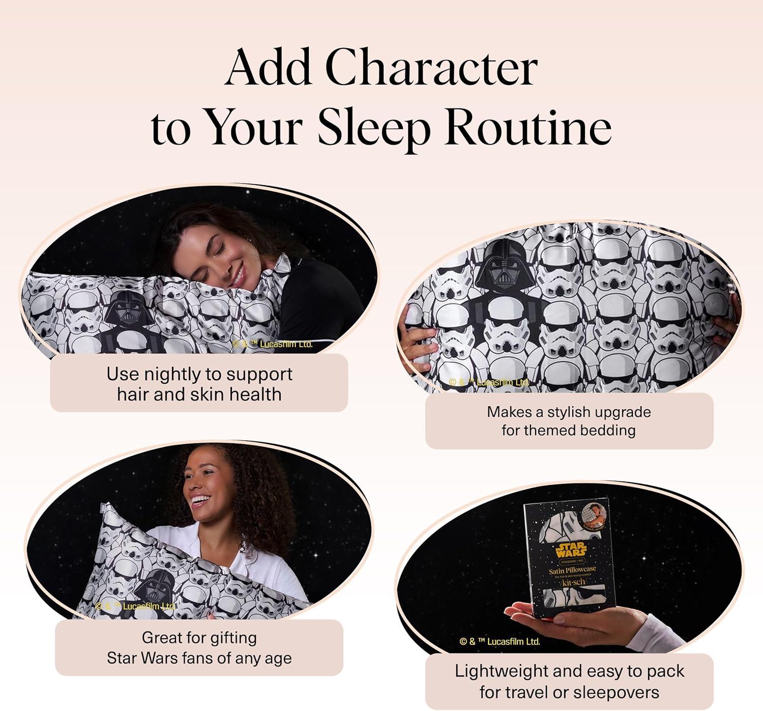 imageKitsch Wonder Woman Believe in Wonder Satin Pillowcase with Zipper Softer Than Silk Luxury Cooling Pillowcase for Hair ampamp Skin Wrinkle Prevention King Size 19X36Darth Vader Stormtroopers