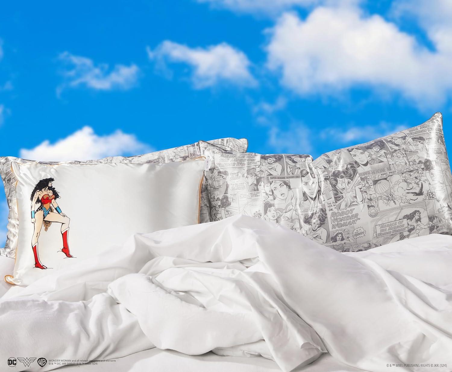 imageKitsch Wonder Woman Believe in Wonder Satin Pillowcase with Zipper Softer Than Silk Luxury Cooling Pillowcase for Hair ampamp Skin Wrinkle Prevention King Size 19X36Wonder Woman Believe in Wonder