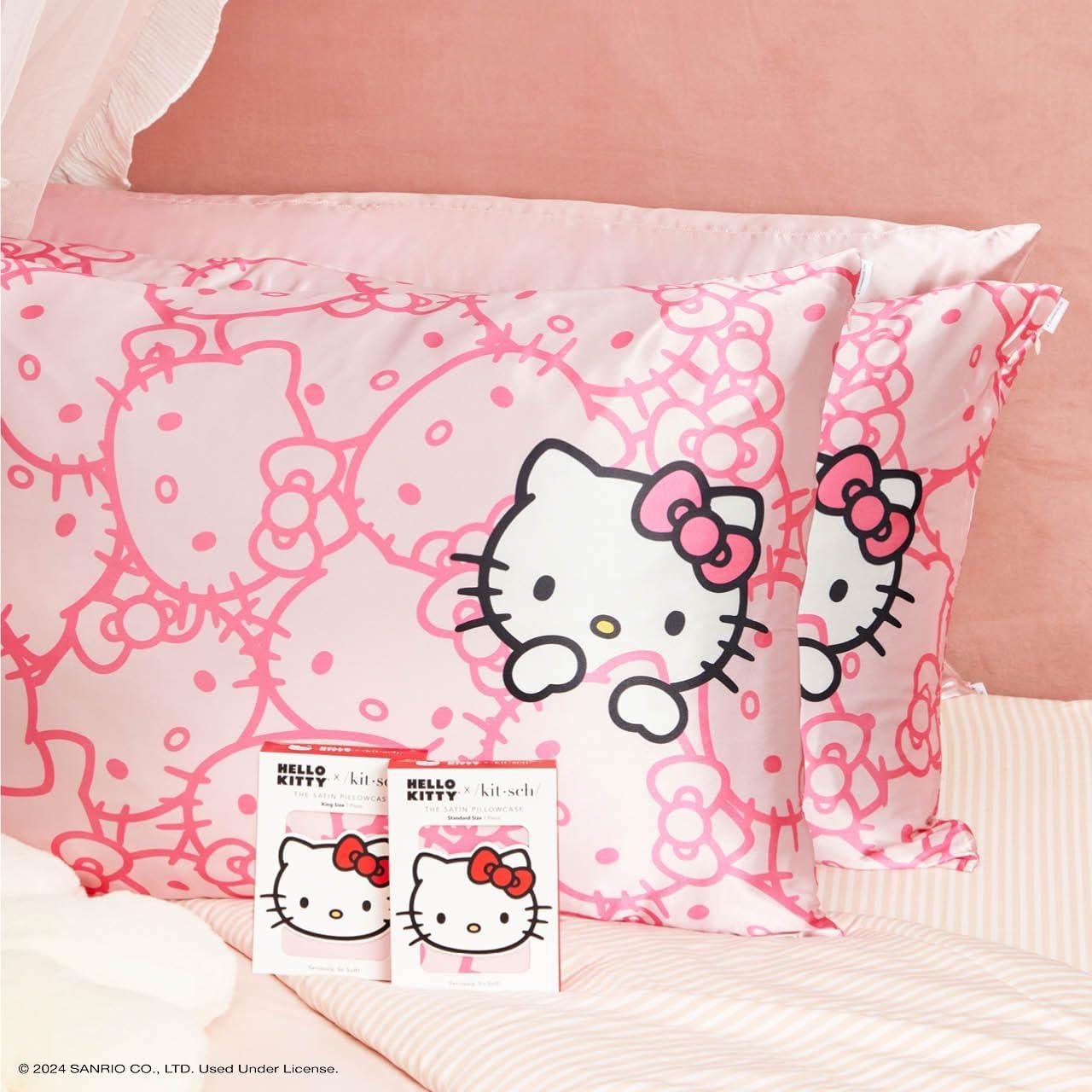 imageKitsch Wonder Woman Believe in Wonder Satin Pillowcase with Zipper Softer Than Silk Luxury Cooling Pillowcase for Hair ampamp Skin Wrinkle Prevention King Size 19X36Hello Kitty Pink Kitty Faces
