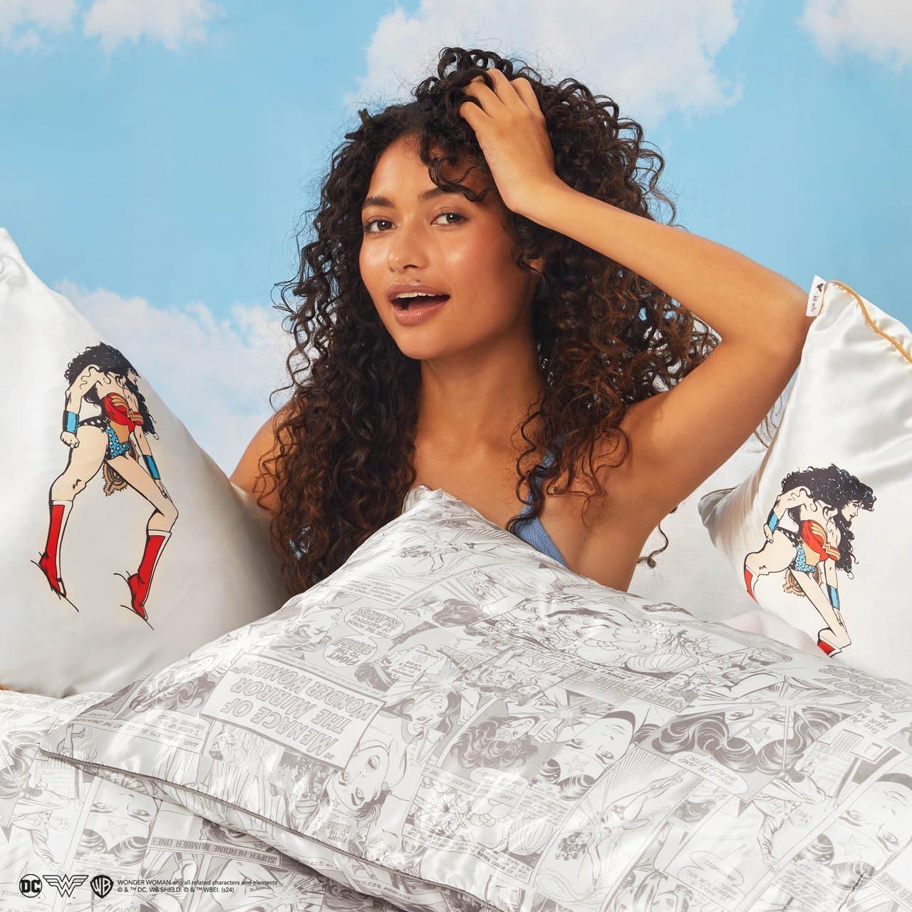 imageKitsch Wonder Woman Believe in Wonder Satin Pillowcase with Zipper Softer Than Silk Luxury Cooling Pillowcase for Hair ampamp Skin Wrinkle Prevention King Size 19X36Wonder Woman Comic