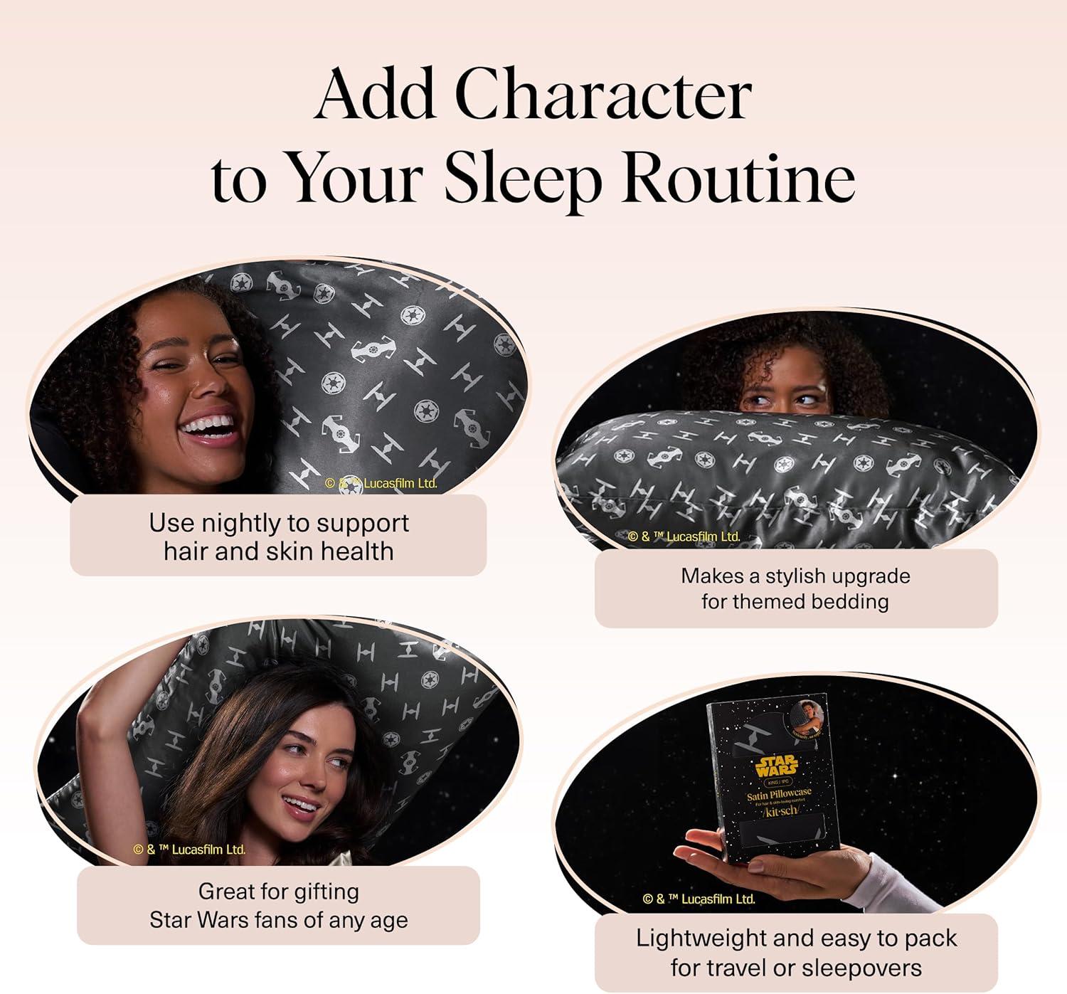 imageKitsch Wonder Woman Believe in Wonder Satin Pillowcase with Zipper Softer Than Silk Luxury Cooling Pillowcase for Hair ampamp Skin Wrinkle Prevention King Size 19X36Galactic Empire