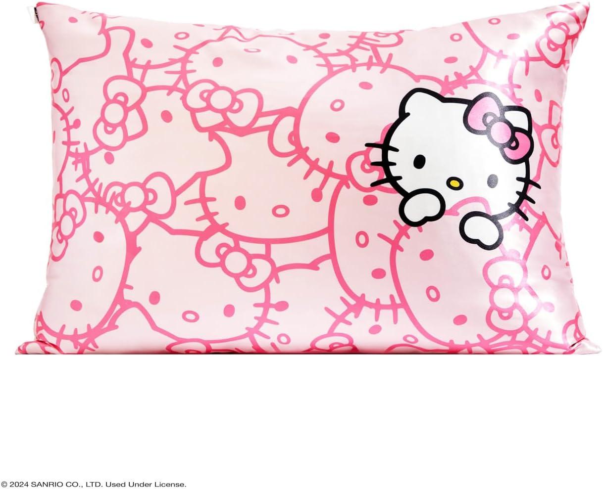 imageKitsch Wonder Woman Believe in Wonder Satin Pillowcase with Zipper Softer Than Silk Luxury Cooling Pillowcase for Hair ampamp Skin Wrinkle Prevention King Size 19X36Hello Kitty Pink Kitty Faces