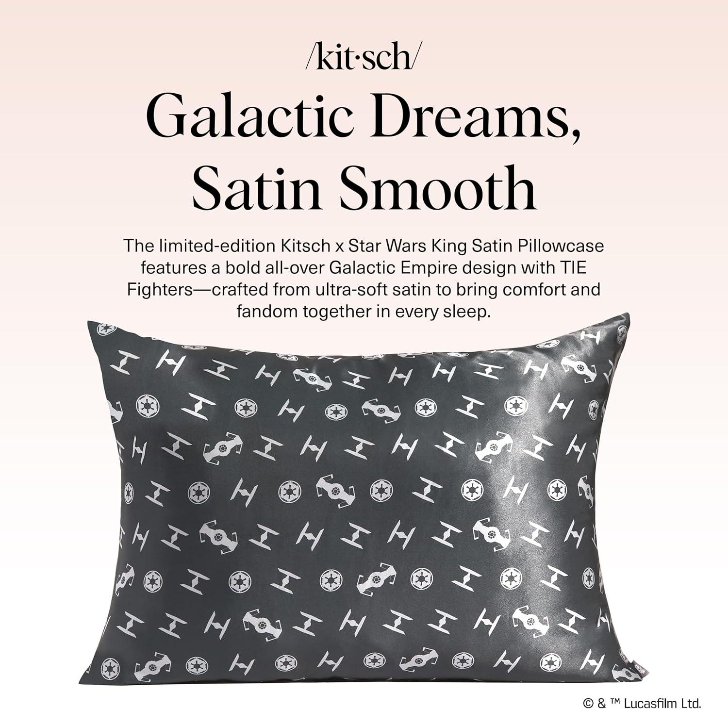 imageKitsch Wonder Woman Believe in Wonder Satin Pillowcase with Zipper Softer Than Silk Luxury Cooling Pillowcase for Hair ampamp Skin Wrinkle Prevention King Size 19X36Galactic Empire