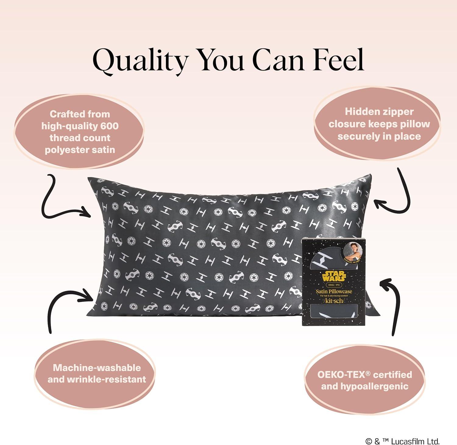 imageKitsch Wonder Woman Believe in Wonder Satin Pillowcase with Zipper Softer Than Silk Luxury Cooling Pillowcase for Hair ampamp Skin Wrinkle Prevention King Size 19X36Galactic Empire