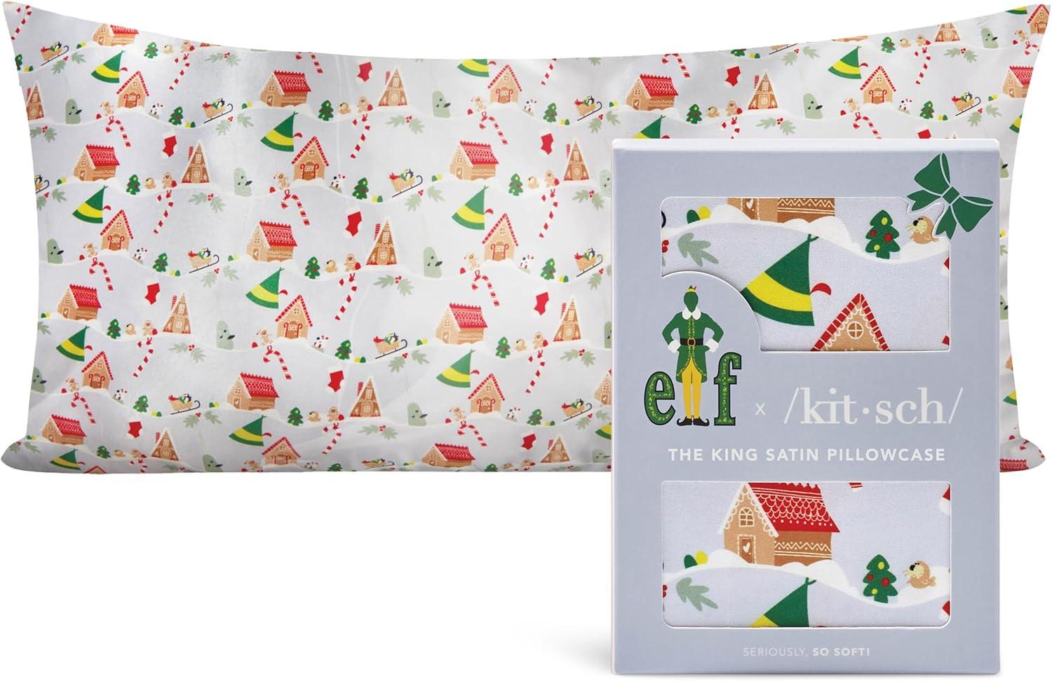 imageKitsch Wonder Woman Believe in Wonder Satin Pillowcase with Zipper Softer Than Silk Luxury Cooling Pillowcase for Hair ampamp Skin Wrinkle Prevention King Size 19X36Elf Periwinkle Christmas